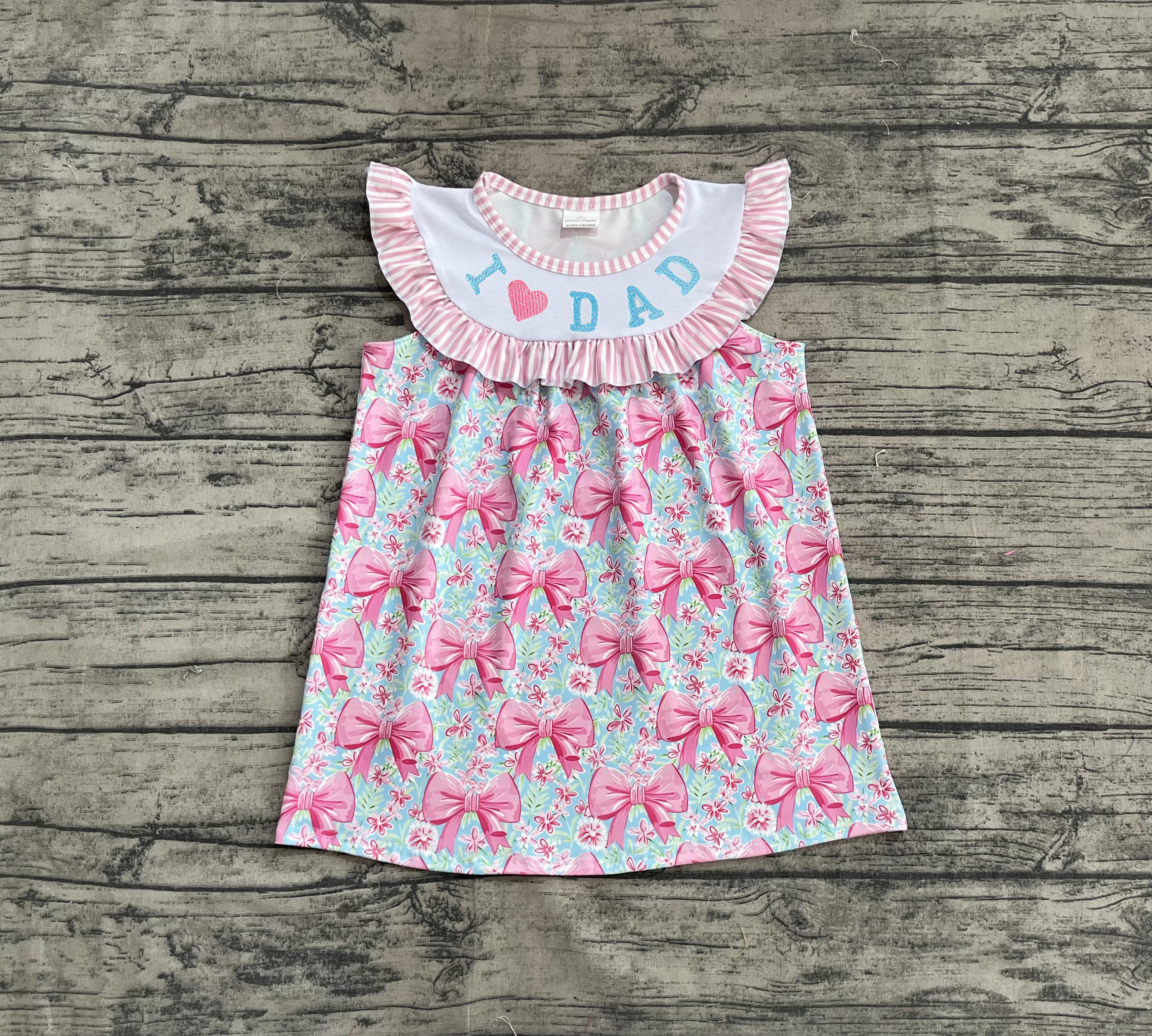 GSD2534 pre-order toddler clothes I love daddy girl summer embroidery dress-real pic 2025.4.28 