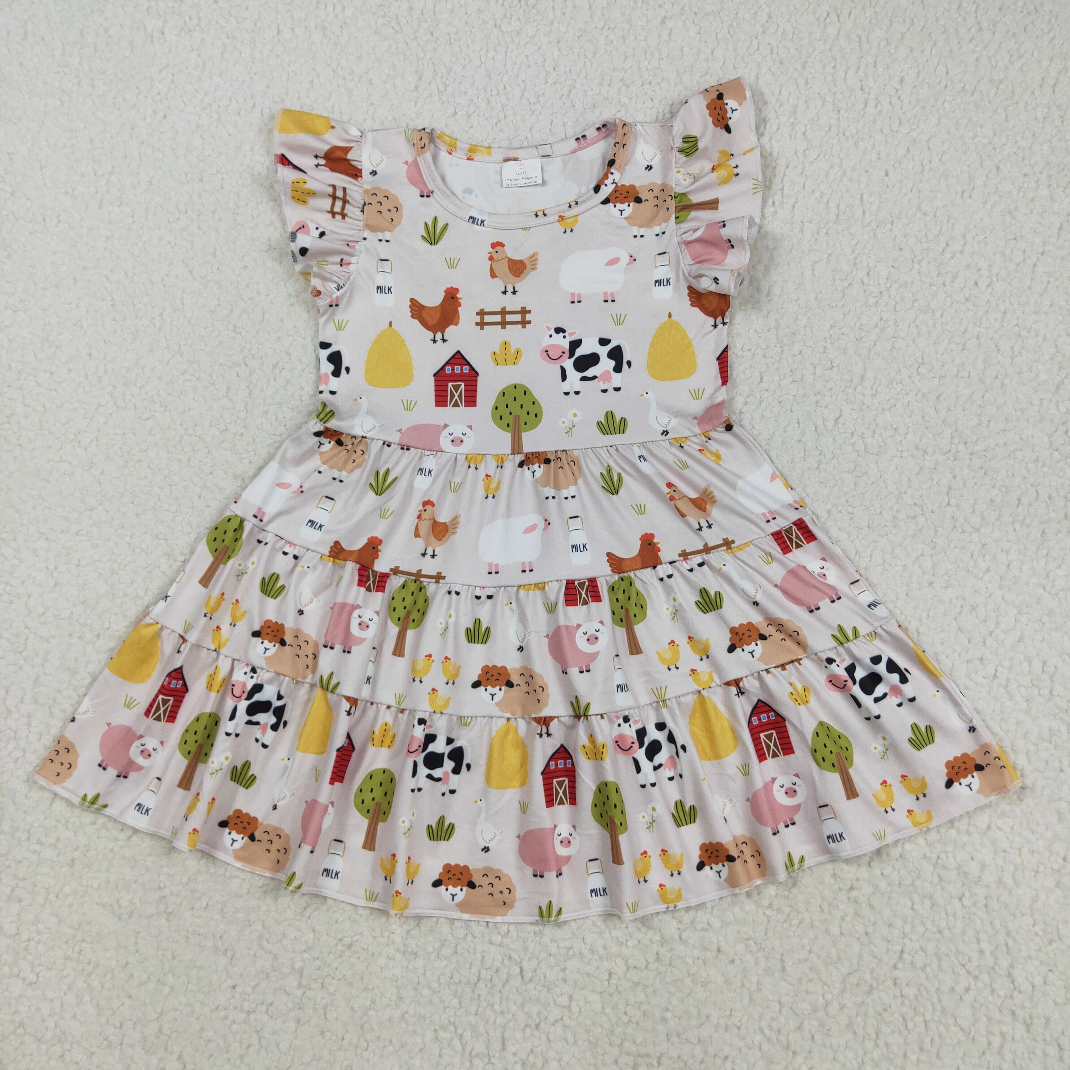 GSD2595 RTS  toddler clothes farm life baby girl summer dress 
