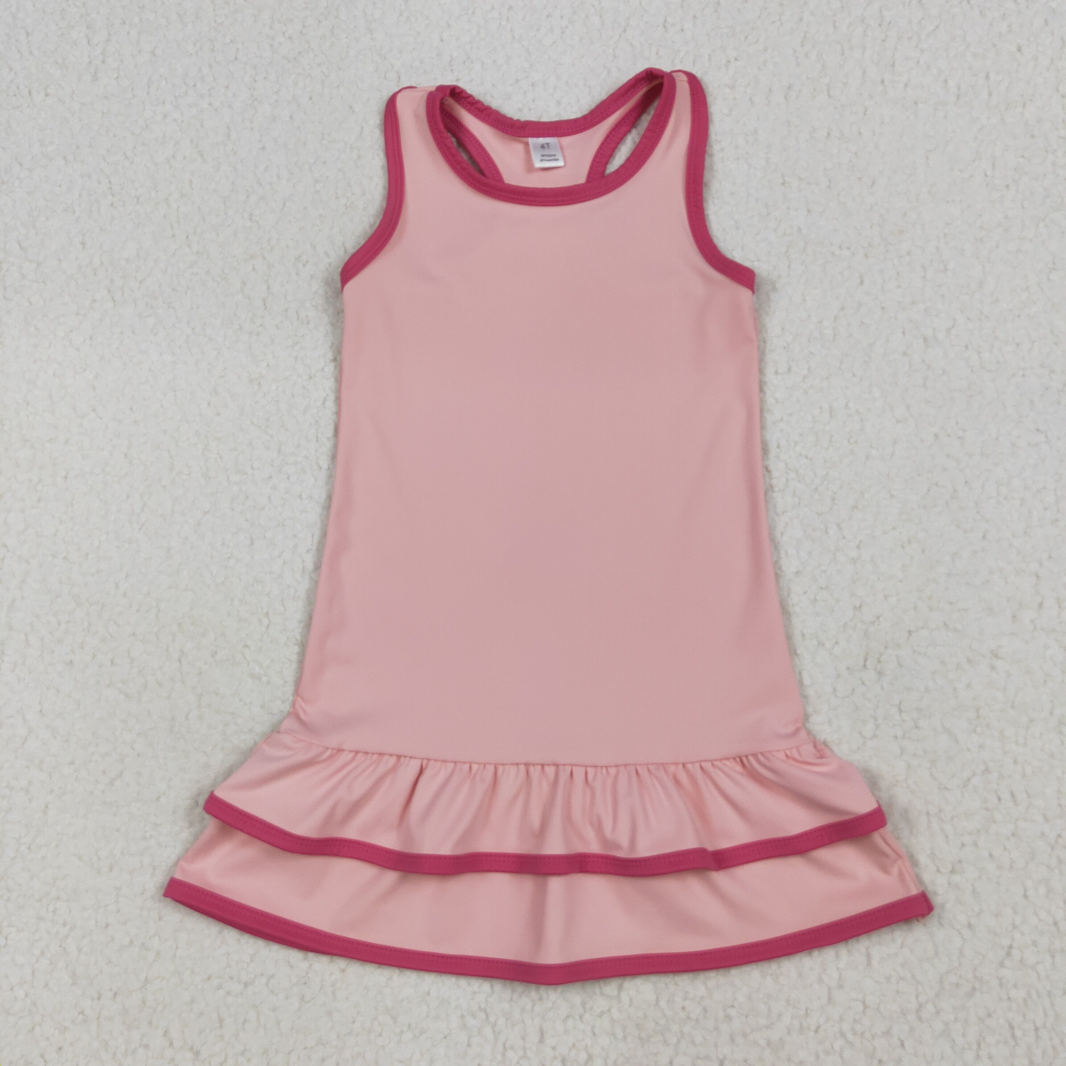 GSD2630 RTS girl clothes pink girl summer dress yoga clothes atheletic sleeveless dress