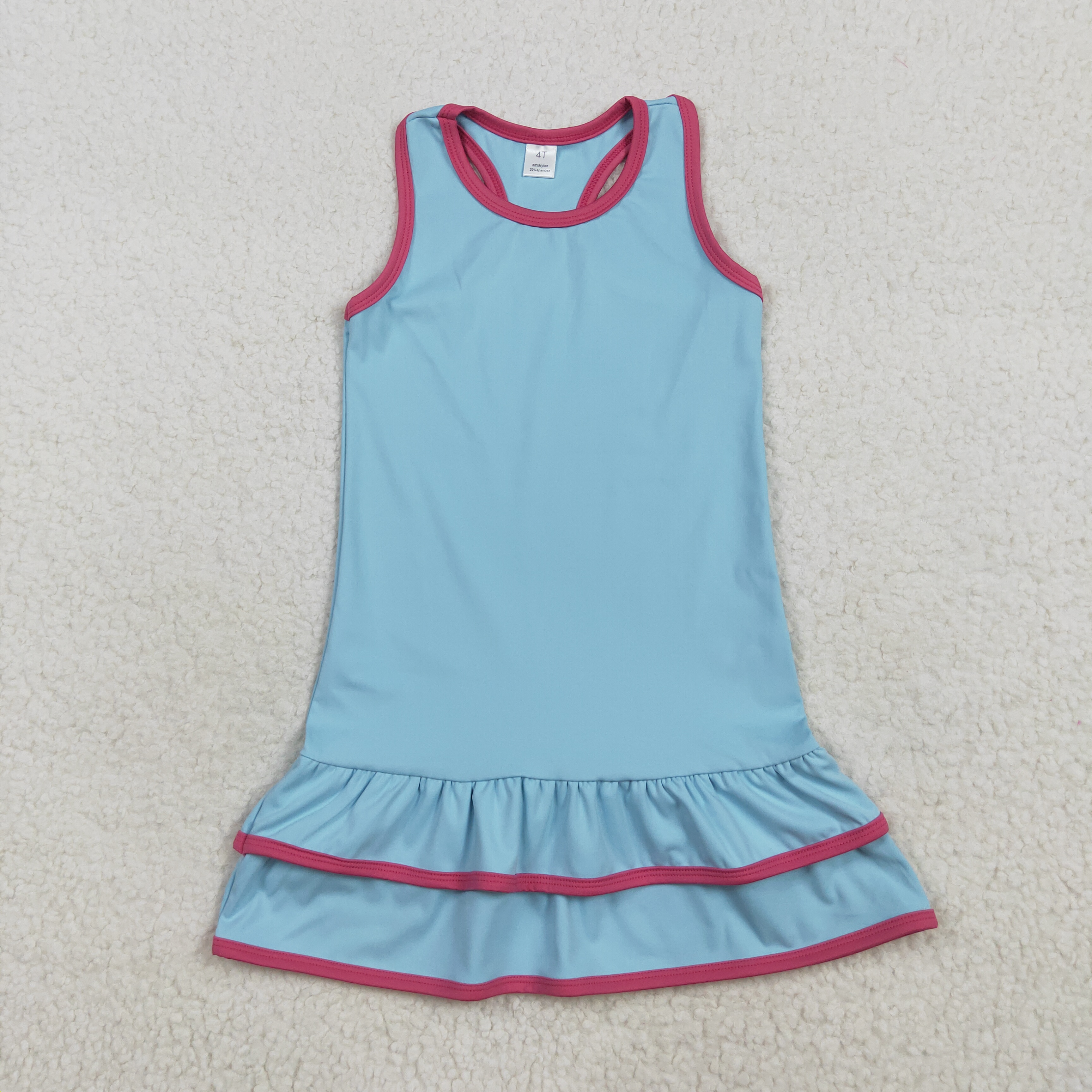 GSD2631 RTS girl clothes blue girl summer dress yoga clothes 