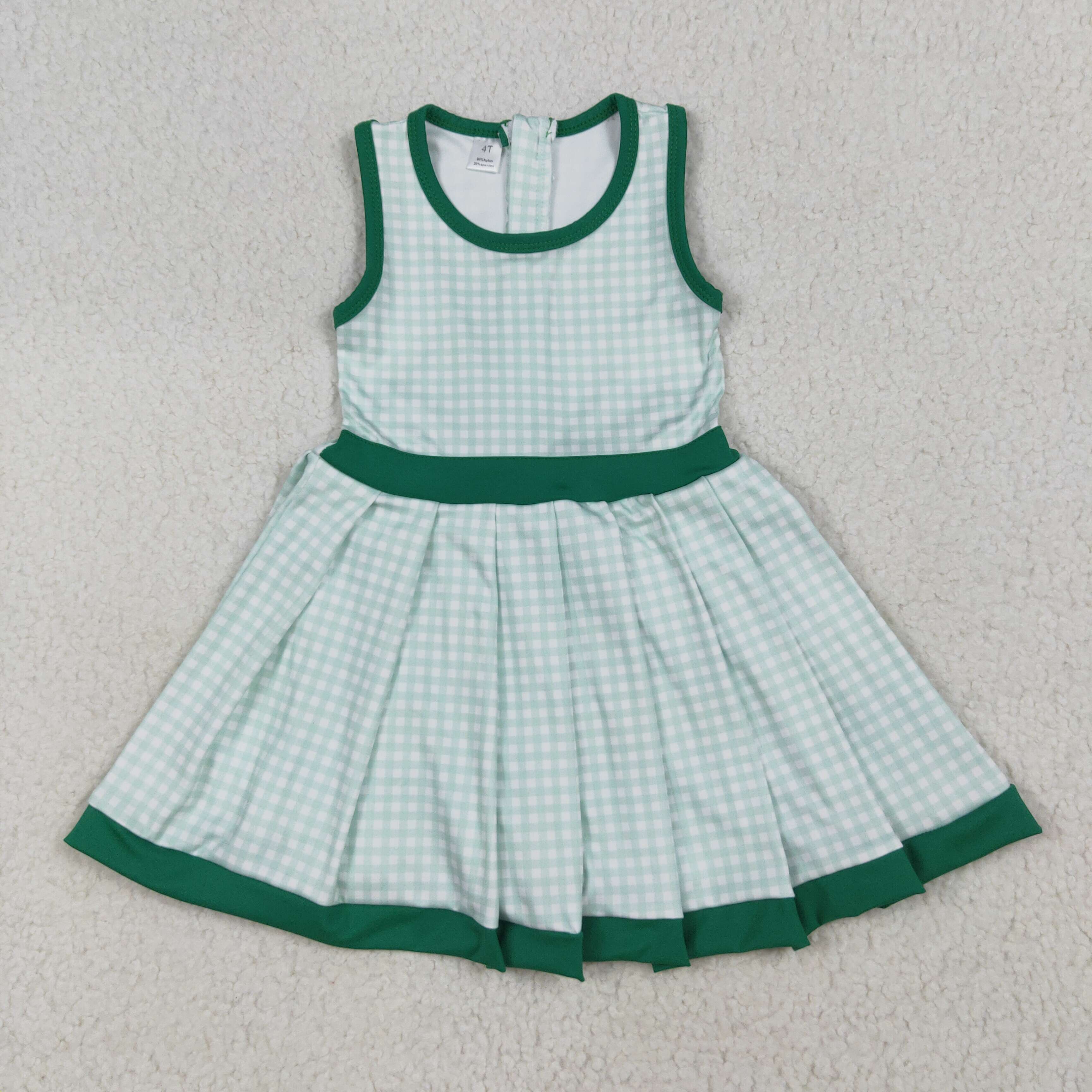 GSD2632 RTS girl clothes green girl summer dress yoga clothes atheletic dress