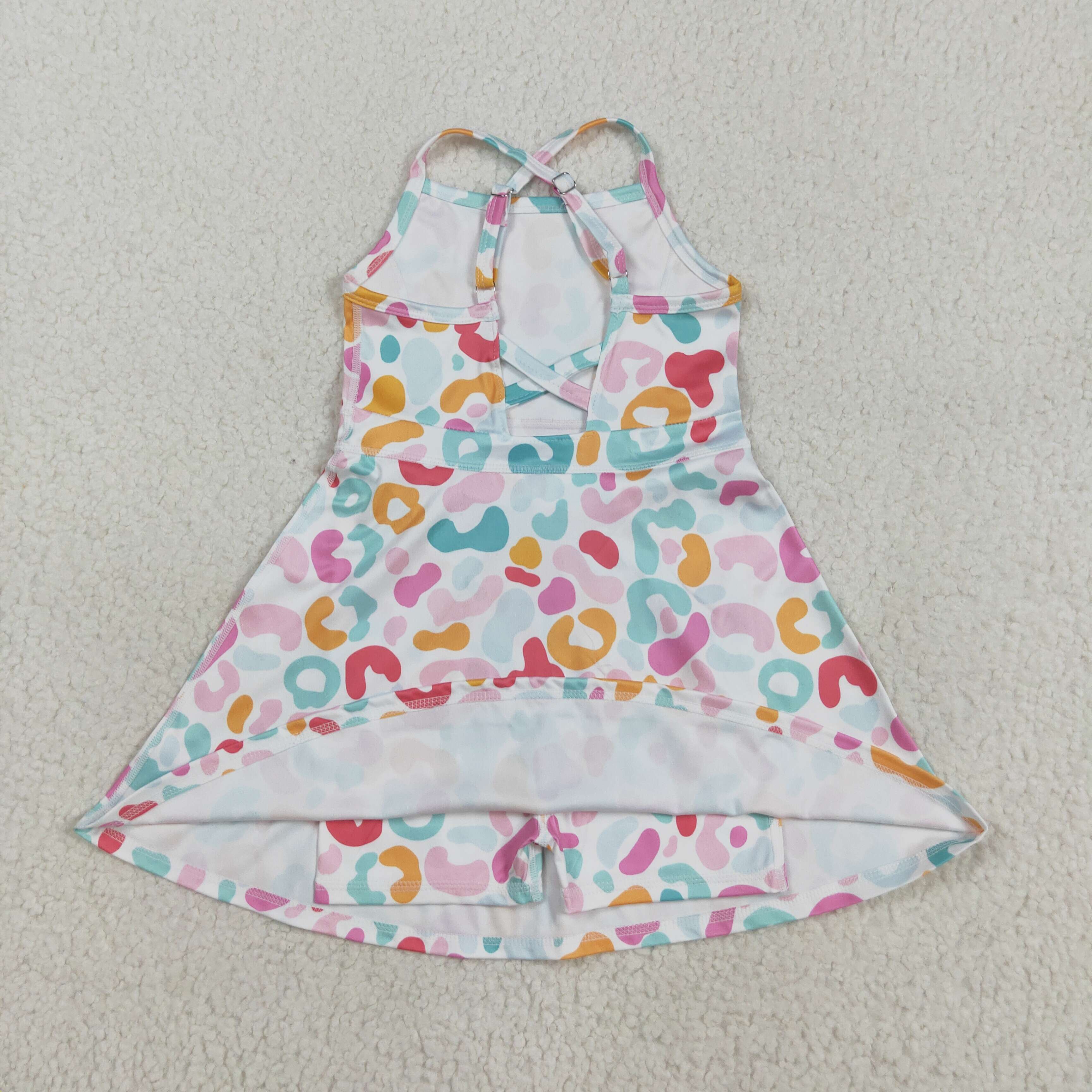 GSD2645 RTS toddler girl clothes leopard print girl summer dress yoga clothes 