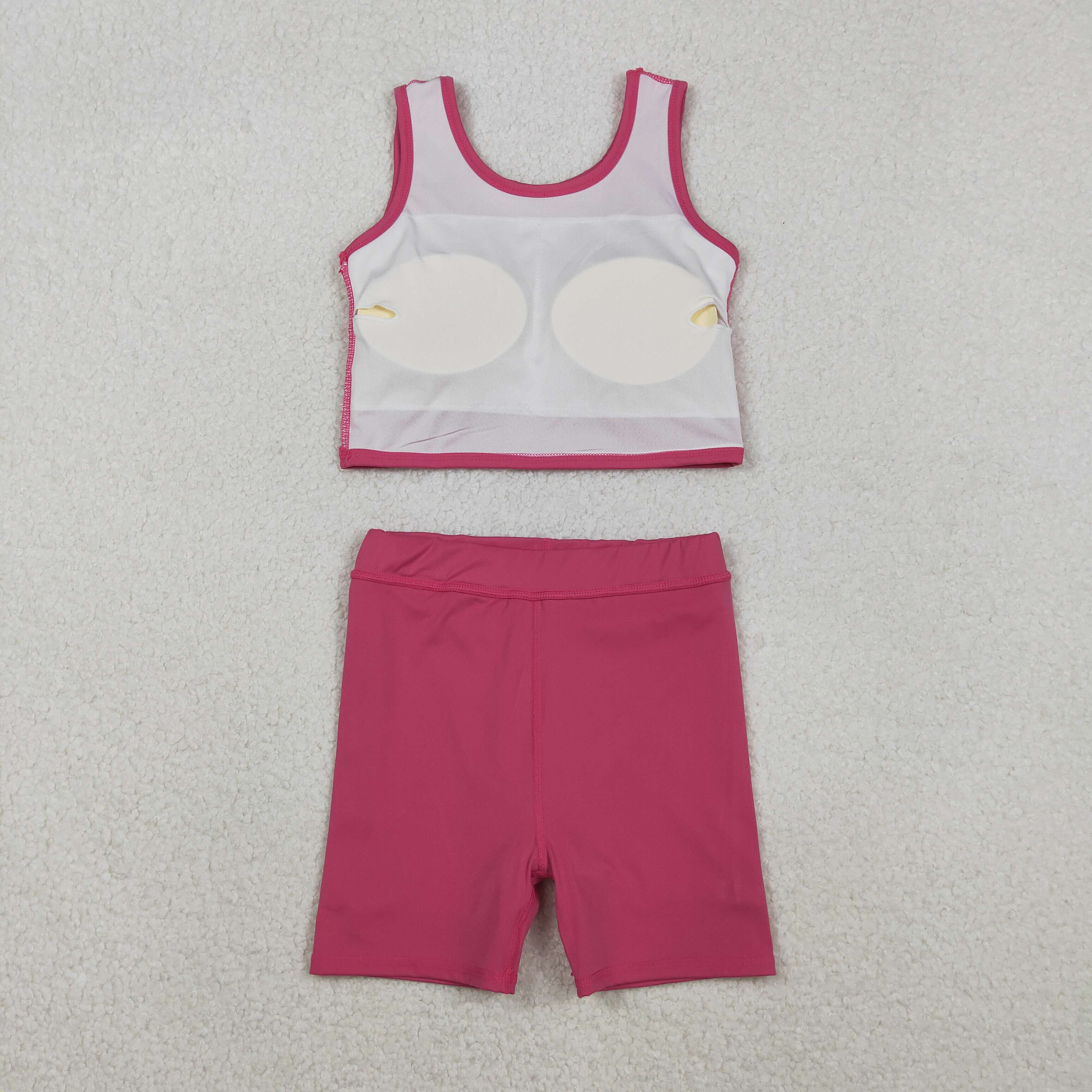 GSD2657 RTS toddler girl clothes hot pink girl summer set yoga clothes