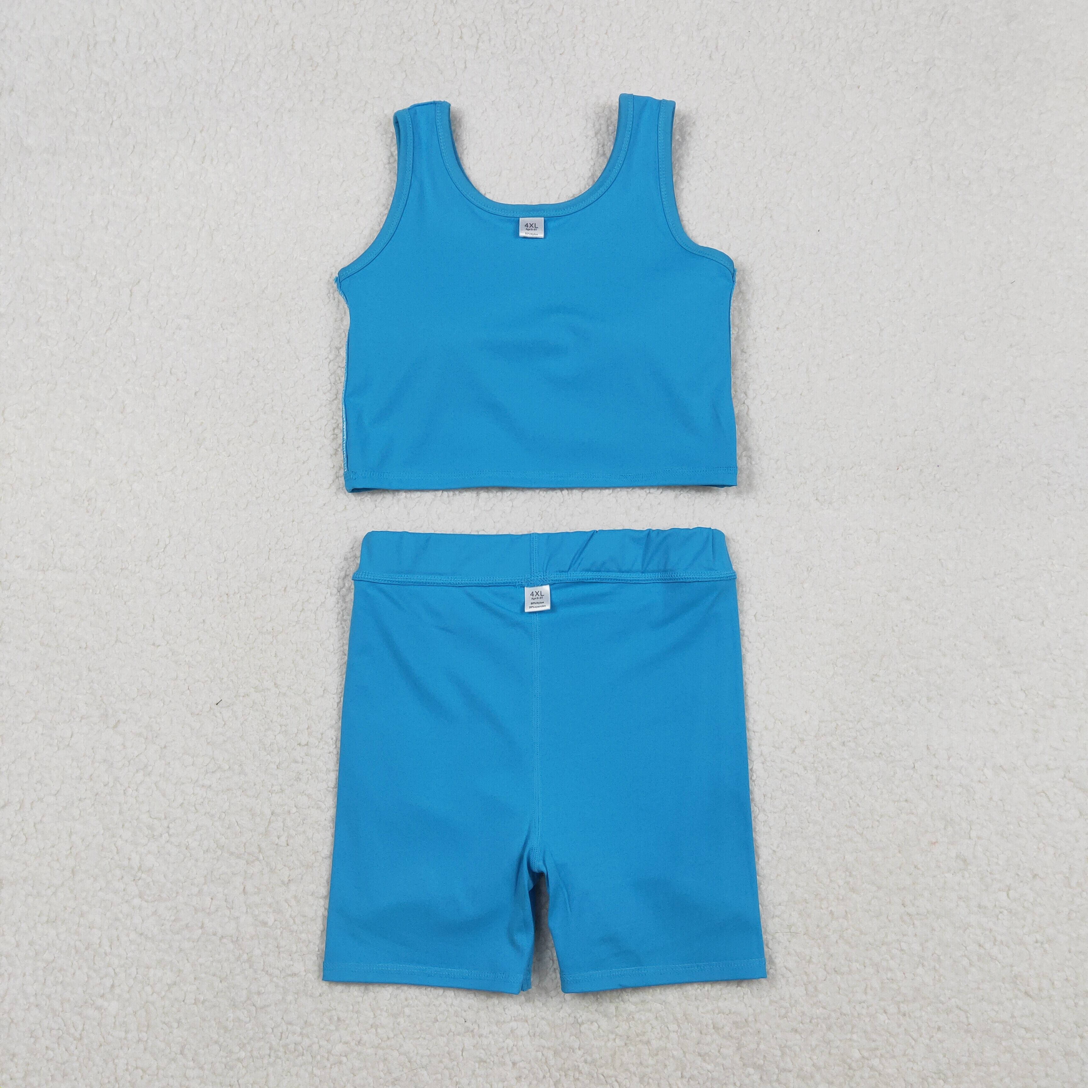 GSD2659 RTS toddler girl clothes  blue girl summer set yoga clothes summmer sports outfit