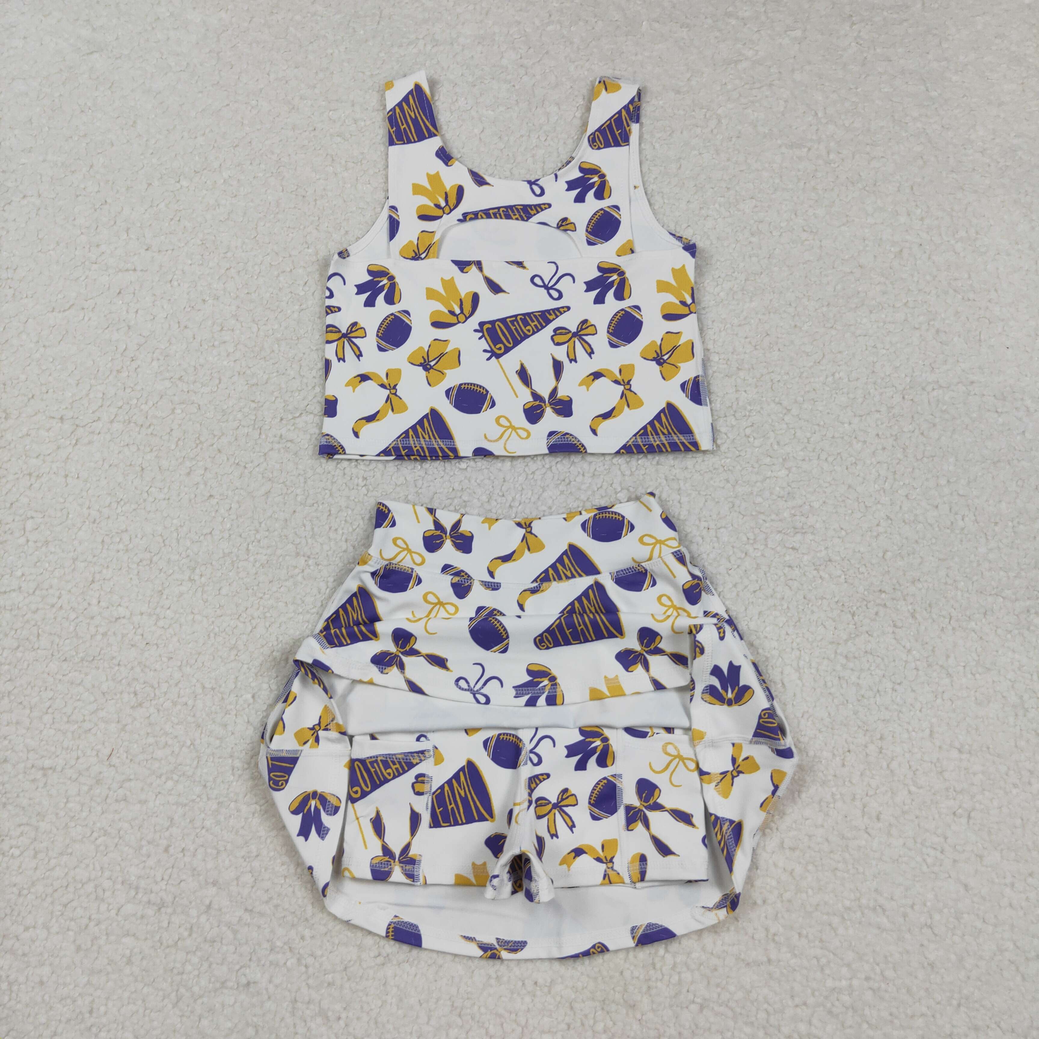 GSD2690 RTS toddler girl clothes cheer girl summer set yoga clothes