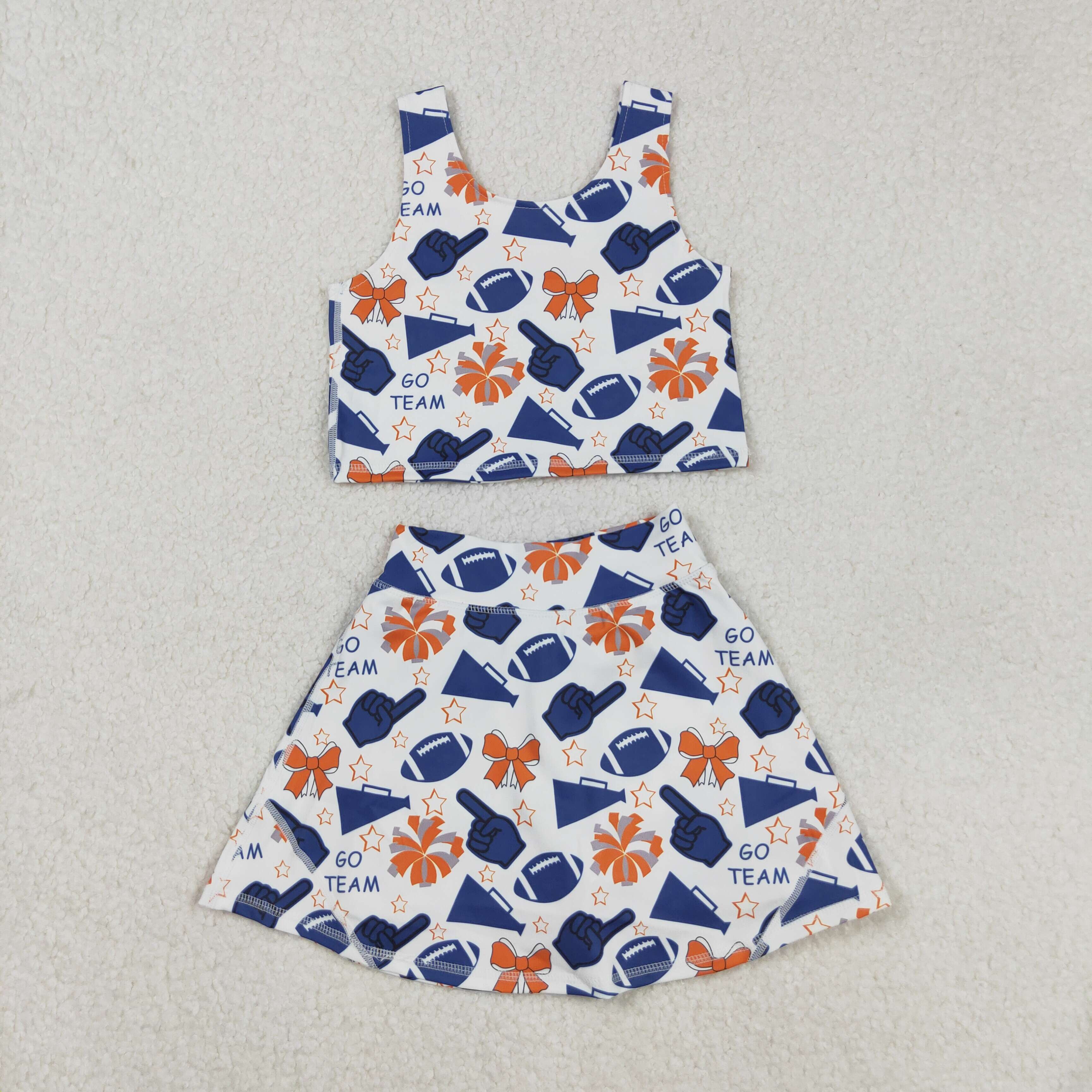 GSD2694 RTS toddler girl clothes go team girl summer set yoga clothes