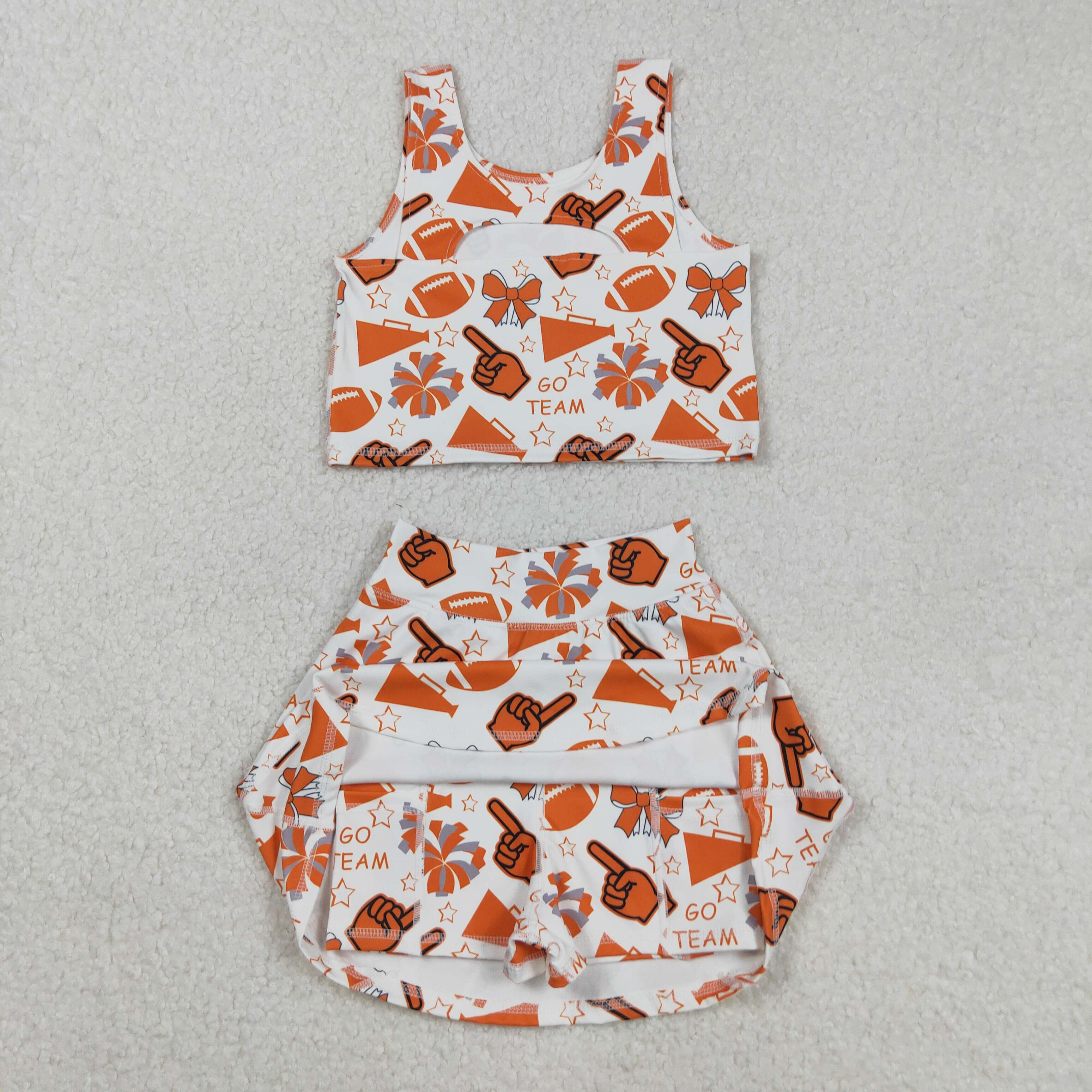 GSD2695 RTS toddler girl clothes go team girl summer set yoga clothes