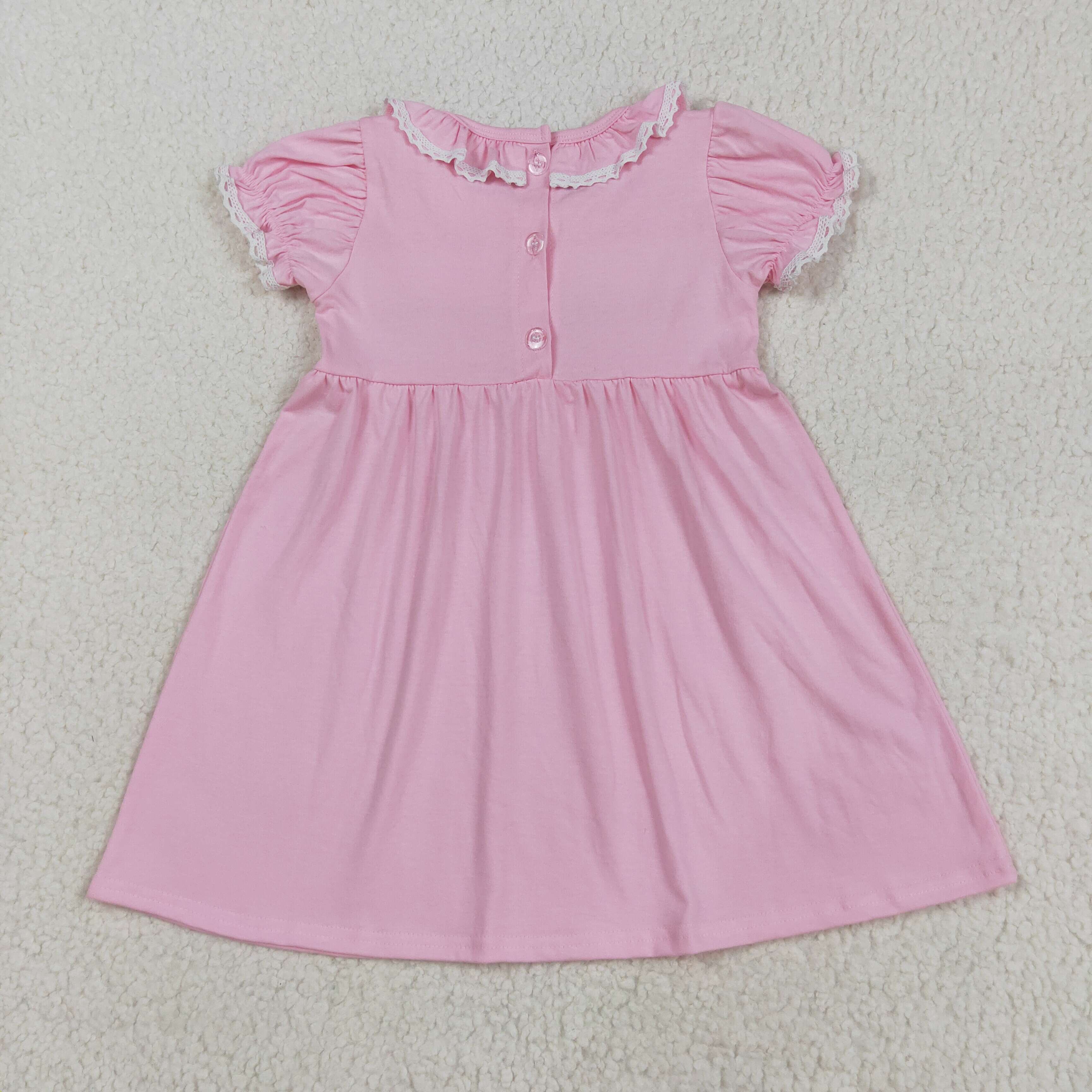GSD2718 RTS toddler clothes pink bows baby girl summer dress smock