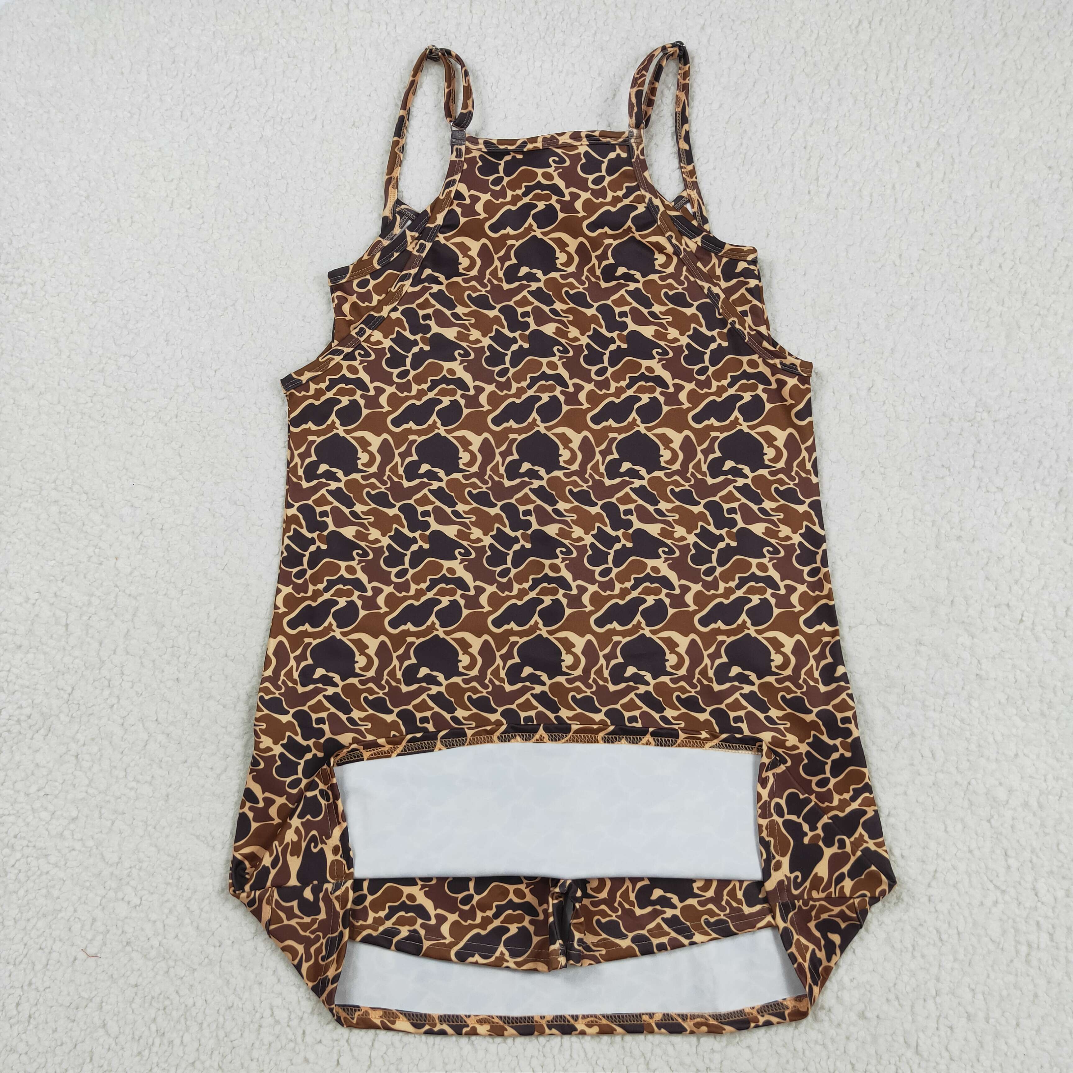 GSD2735 RTS adult clothes brown camo adult women summer dress yoga dress