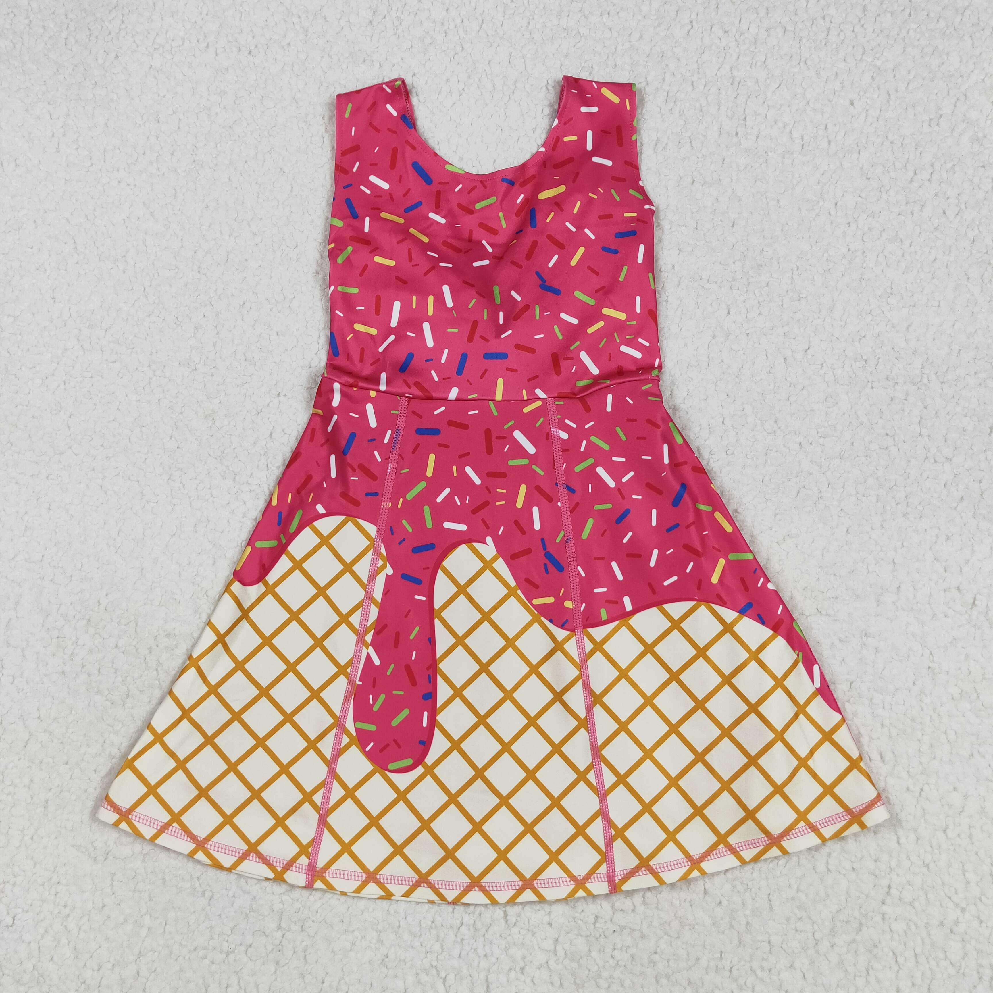 GSD2747 RTS toddler girl clothes ice cream girl summer dress yoga clothes