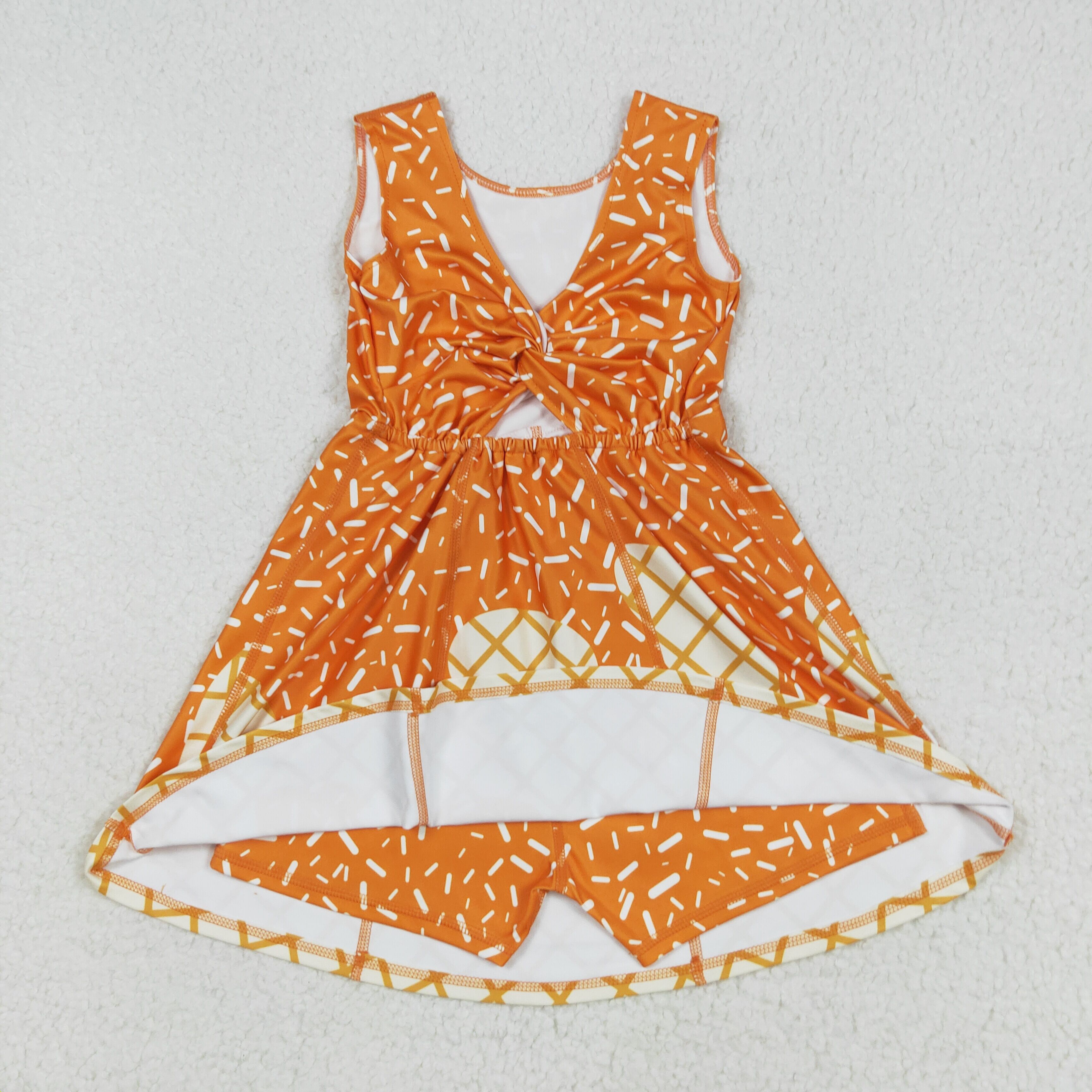 GSD2750 RTS girl clothes orange ice cream girl summer dress yoga clothes 