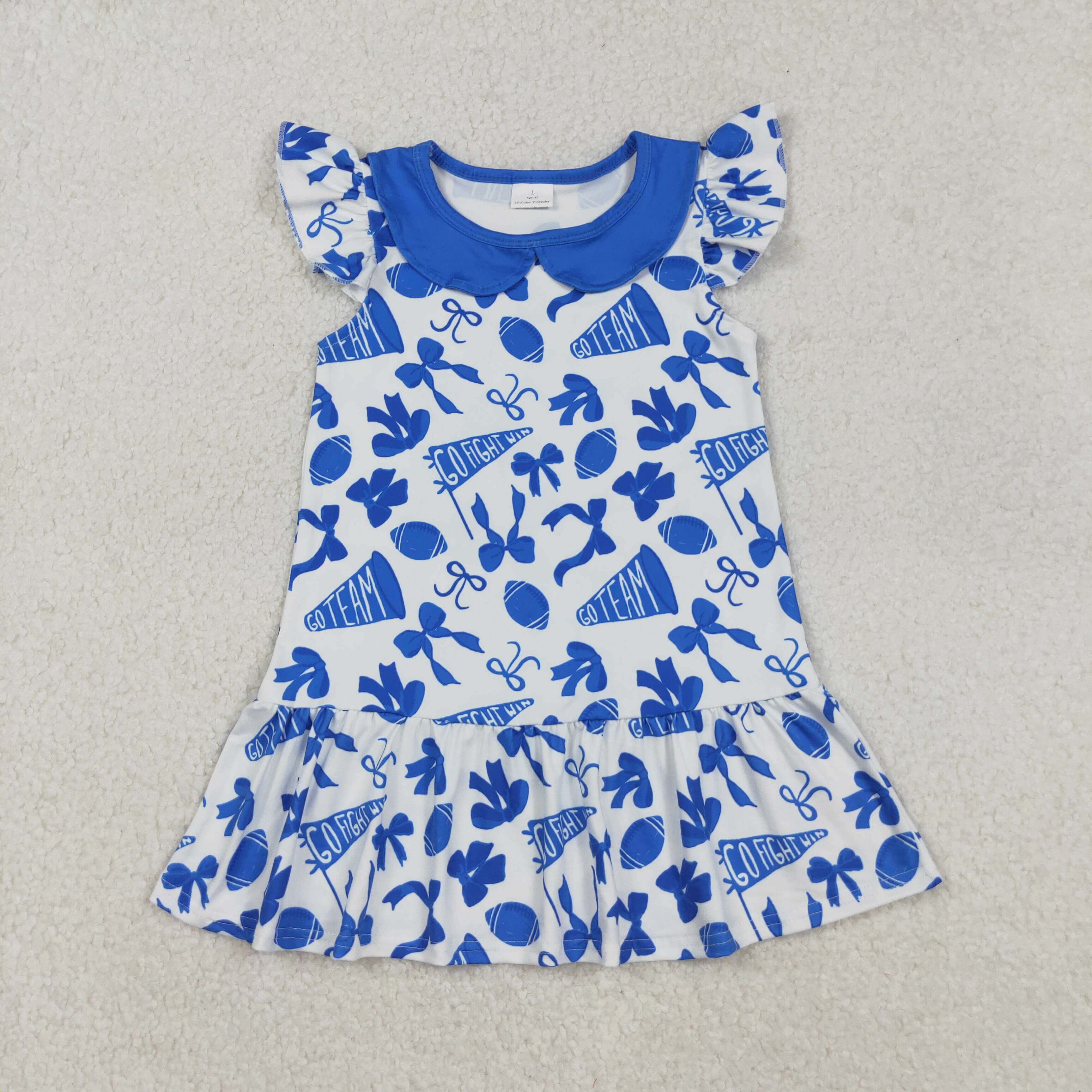 GSD2782 RTS girl clothes go team blue state girl summer dress 
