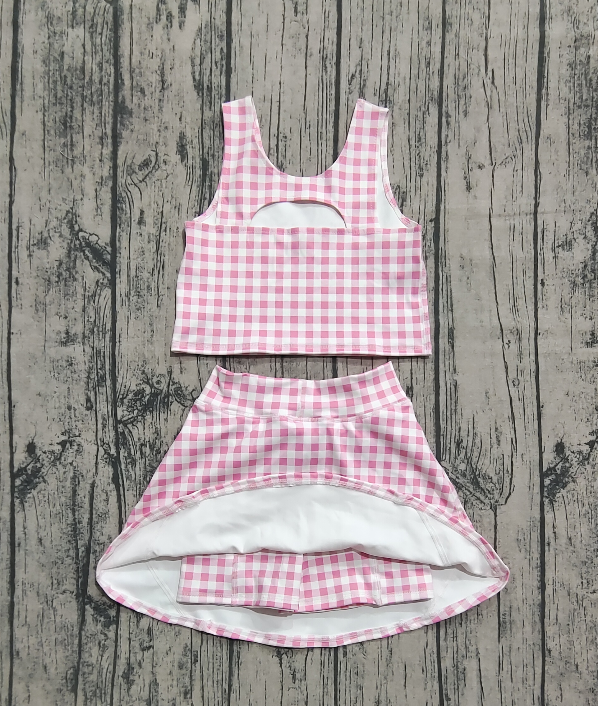 GSD0992 RTS baby girl clothes pink gingham swimsuit toddler girl summer outfitsreal pic 2025.7.26 