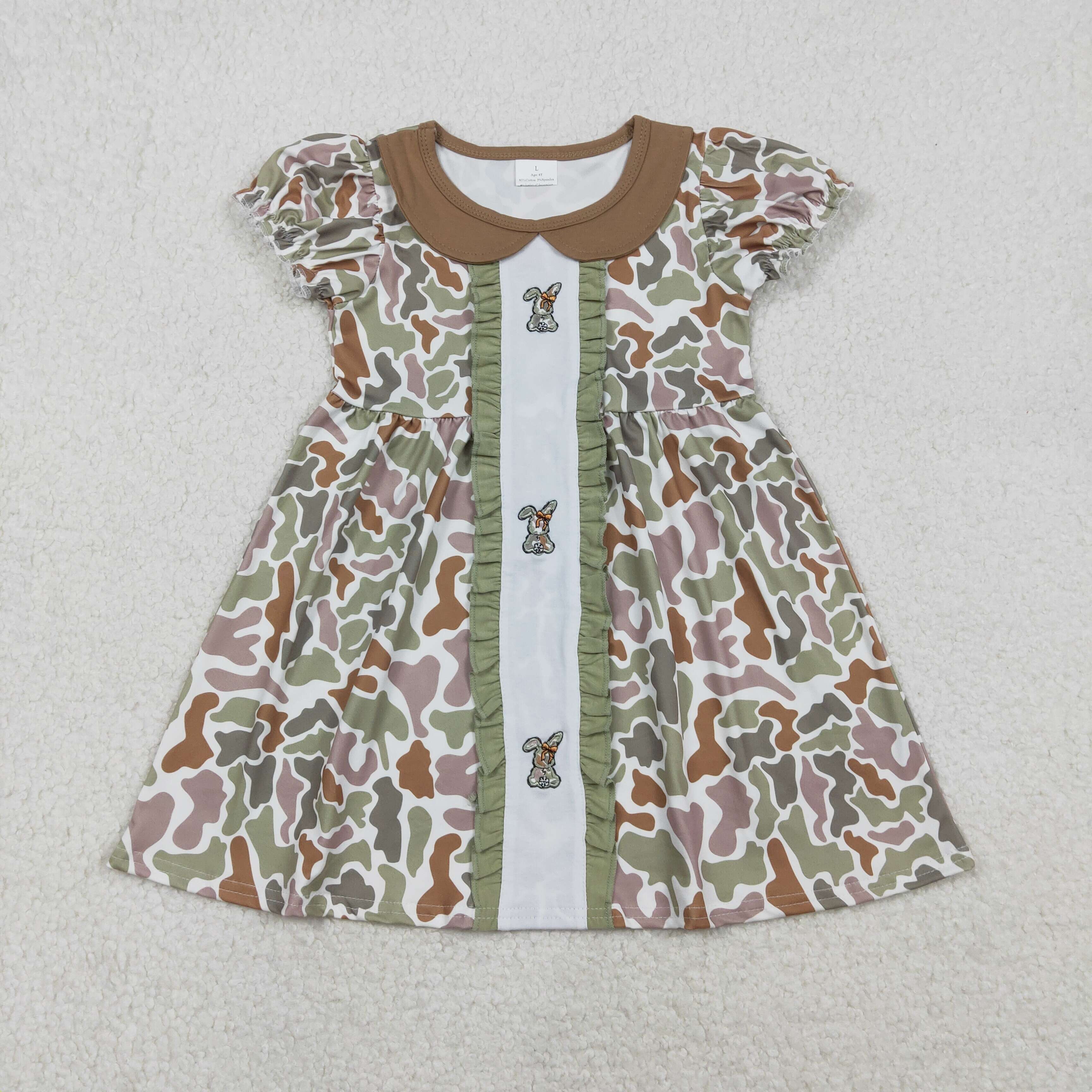 GSD2852 RTS  toddler girl clothes rabbit print girl easter summer embroidery dress