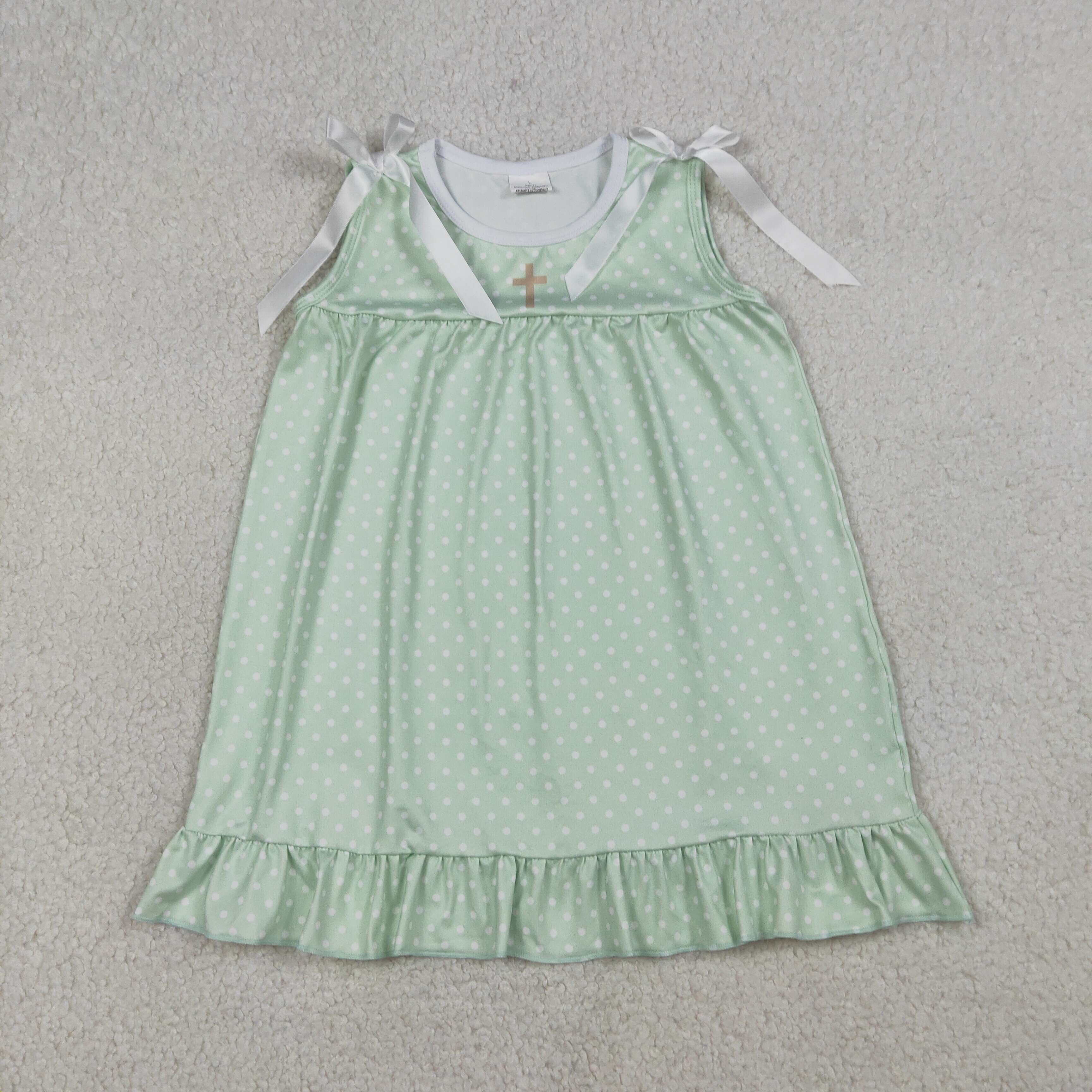 GSD2860 RTS  toddler girl clothes cross print girl easter summer dress