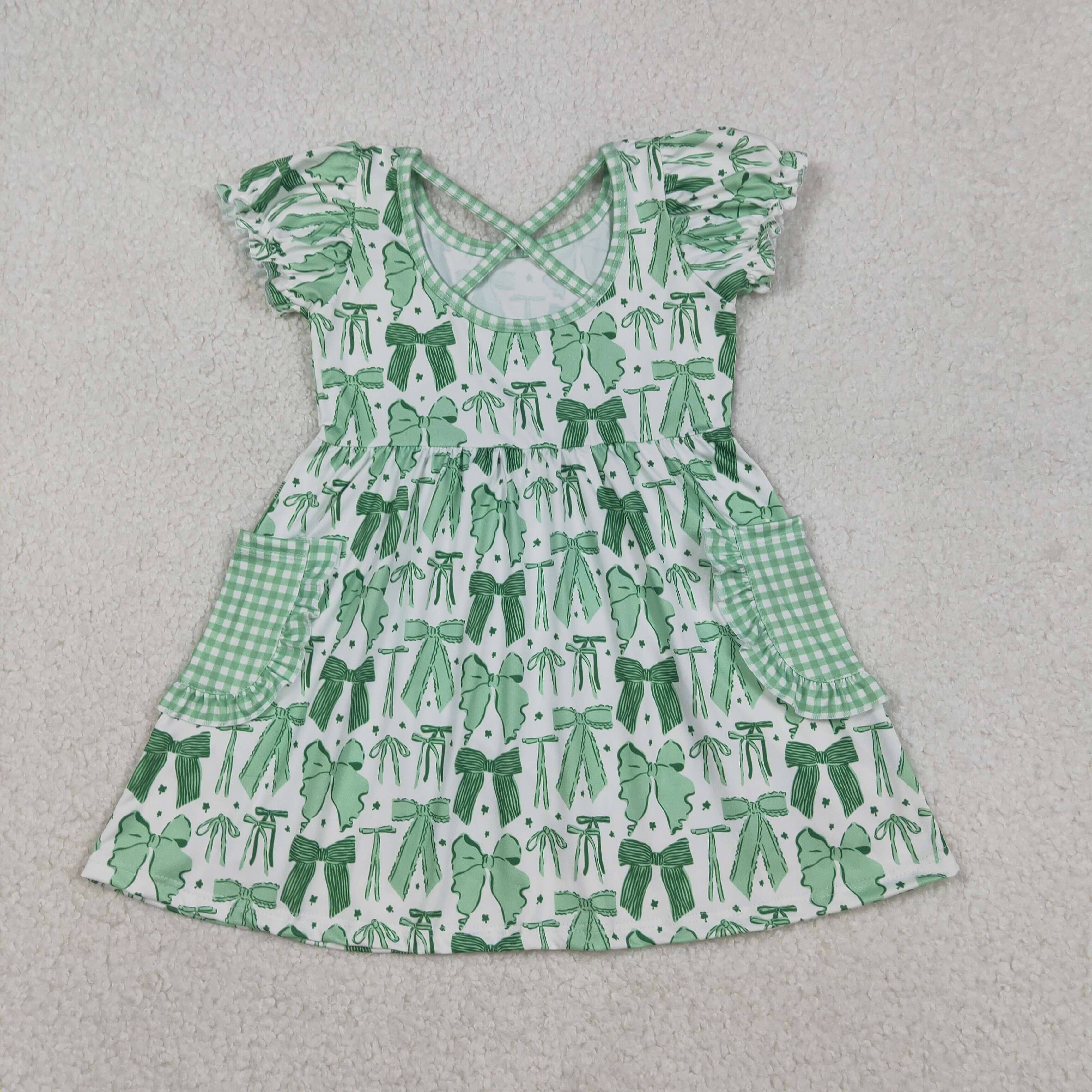 GSD2903 RTS  toddler girl clothes bows girl St. Patrick summer dress