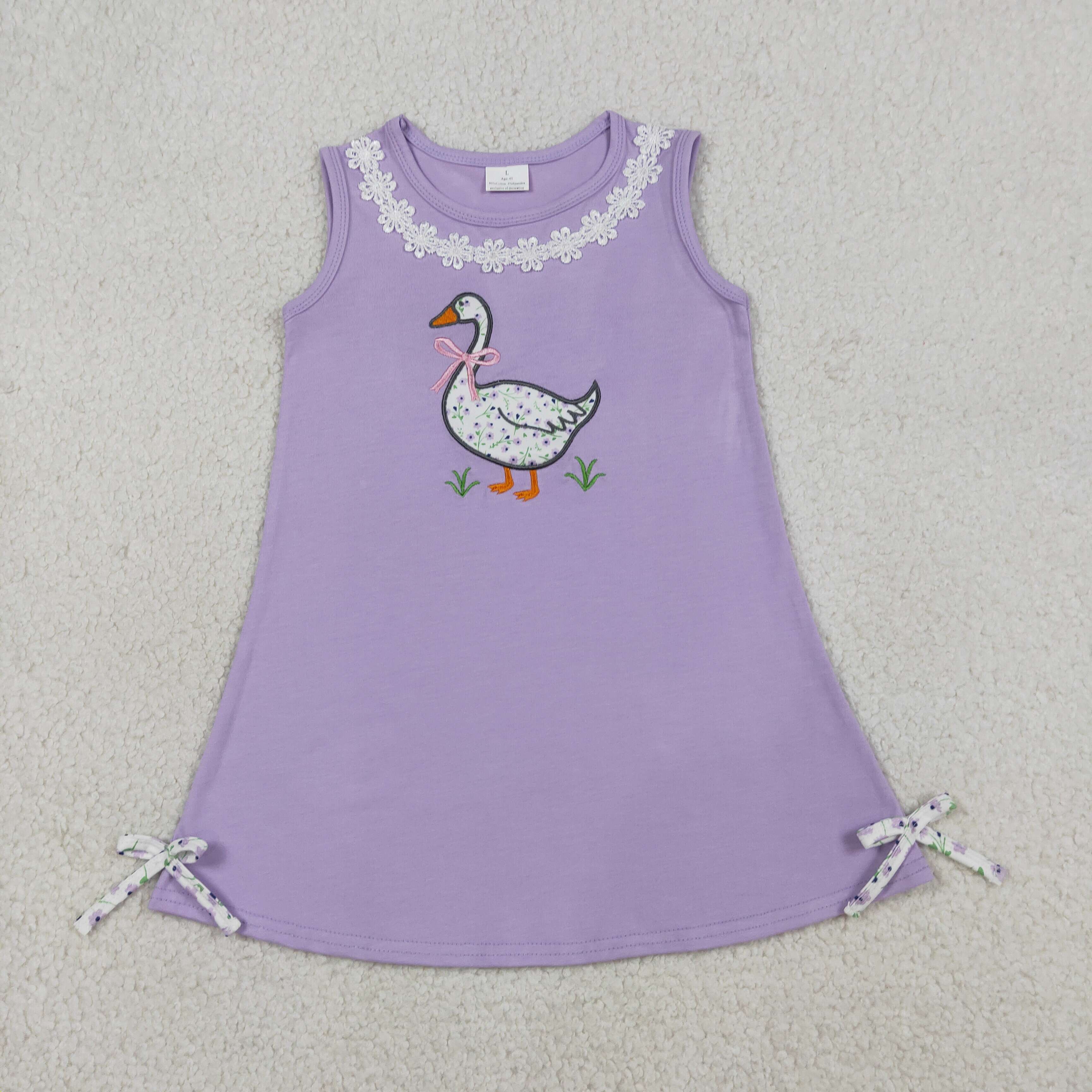 GSD2942 RTS toddler clothes duck embroidery girl  summer dress 