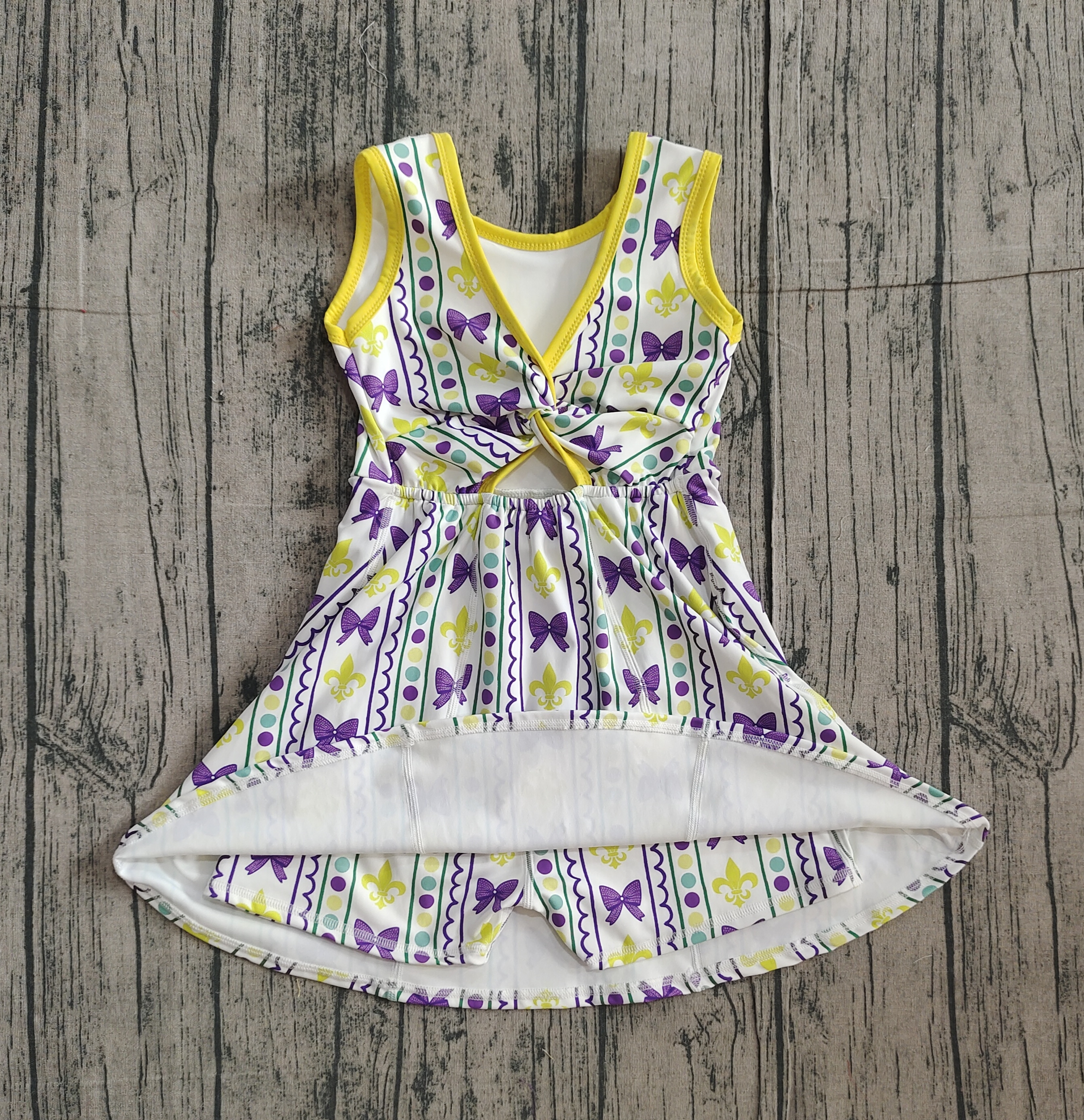 GSD2947 pre-order toddler clothes mardi gras  girl yoga summer dress-real pic 2025.11.15 