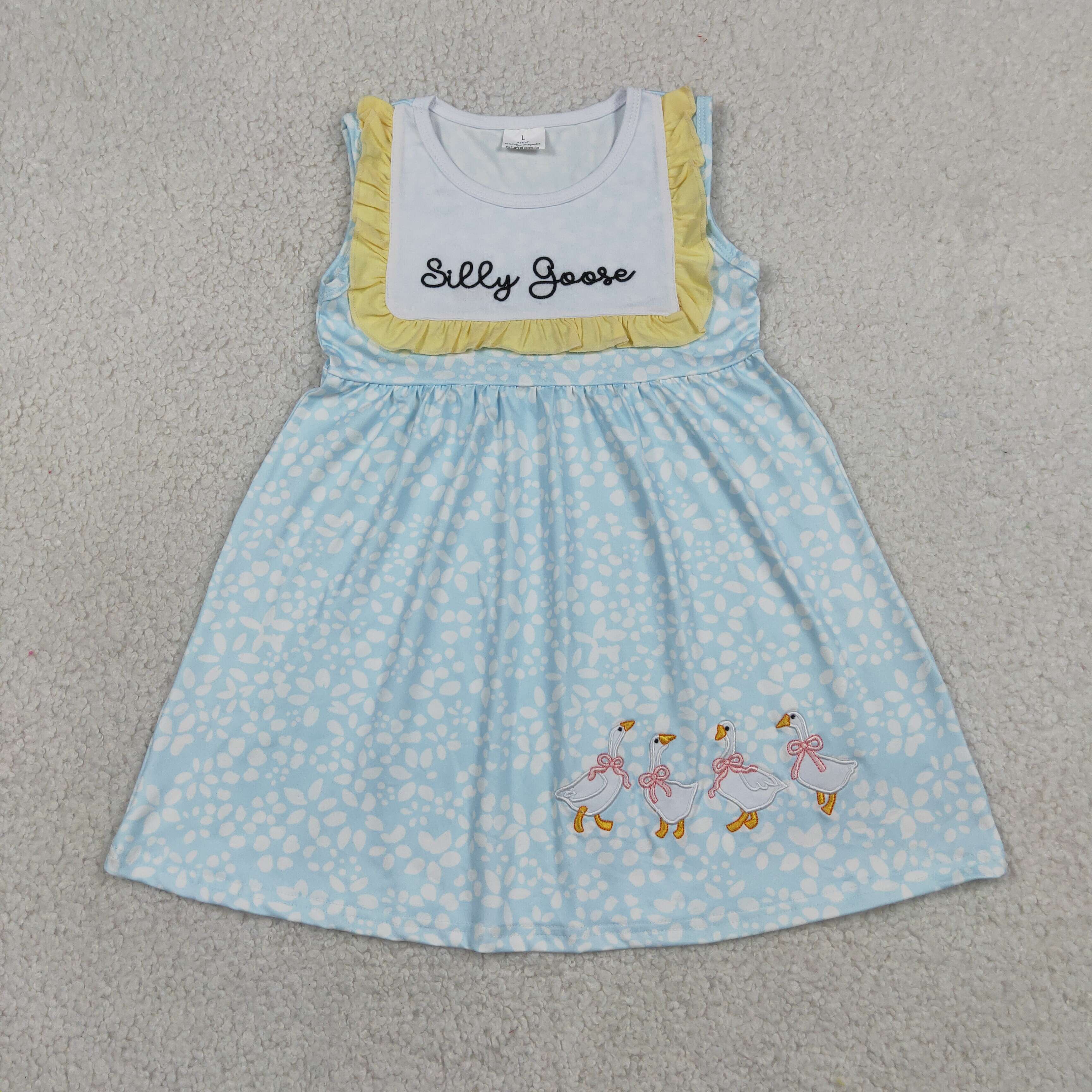 GSD2970 RTS toddler clothes goose girl summer embroidery dress 