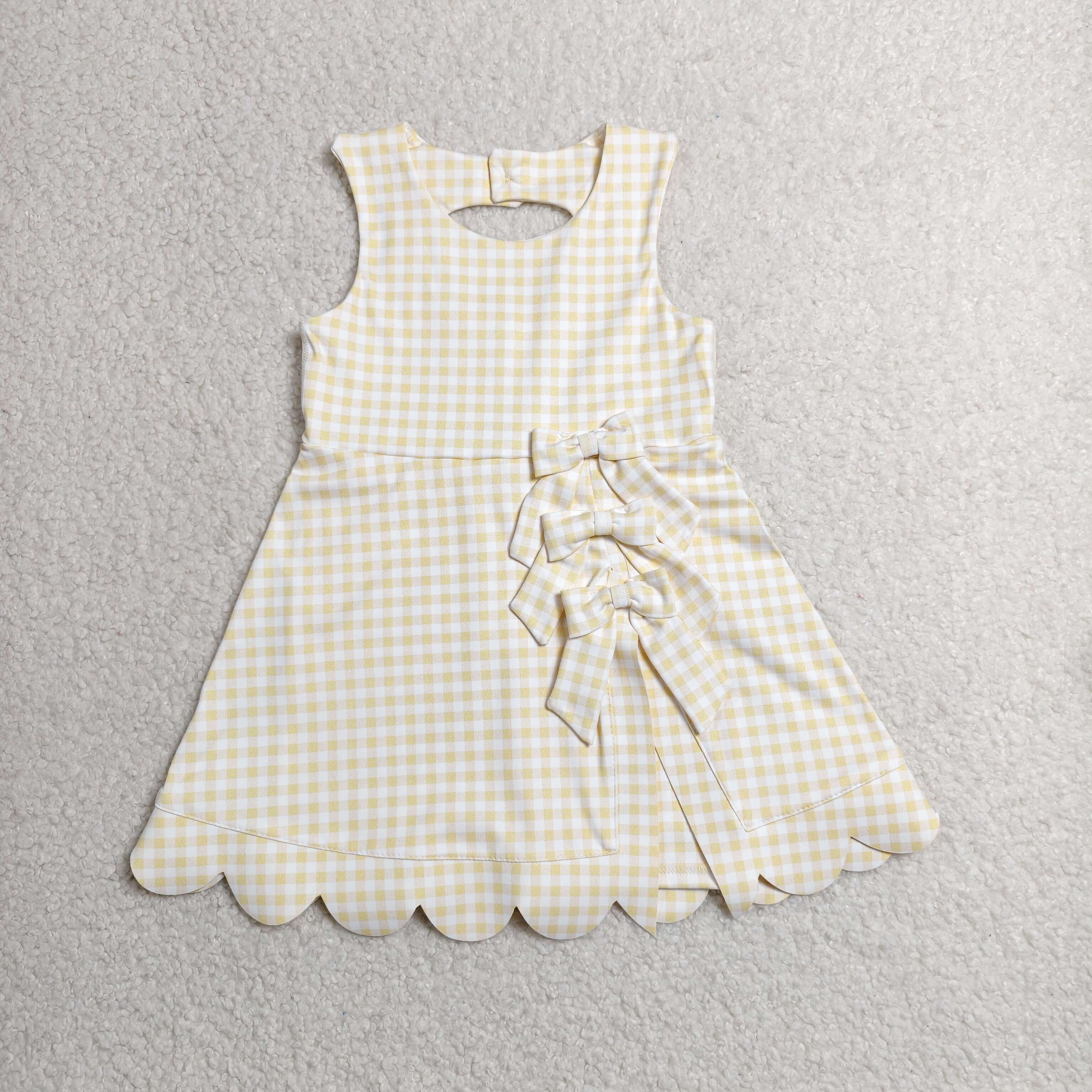GSD3027 RTS toddler clothes yellow gingham girl yoga summer dress sports clothing