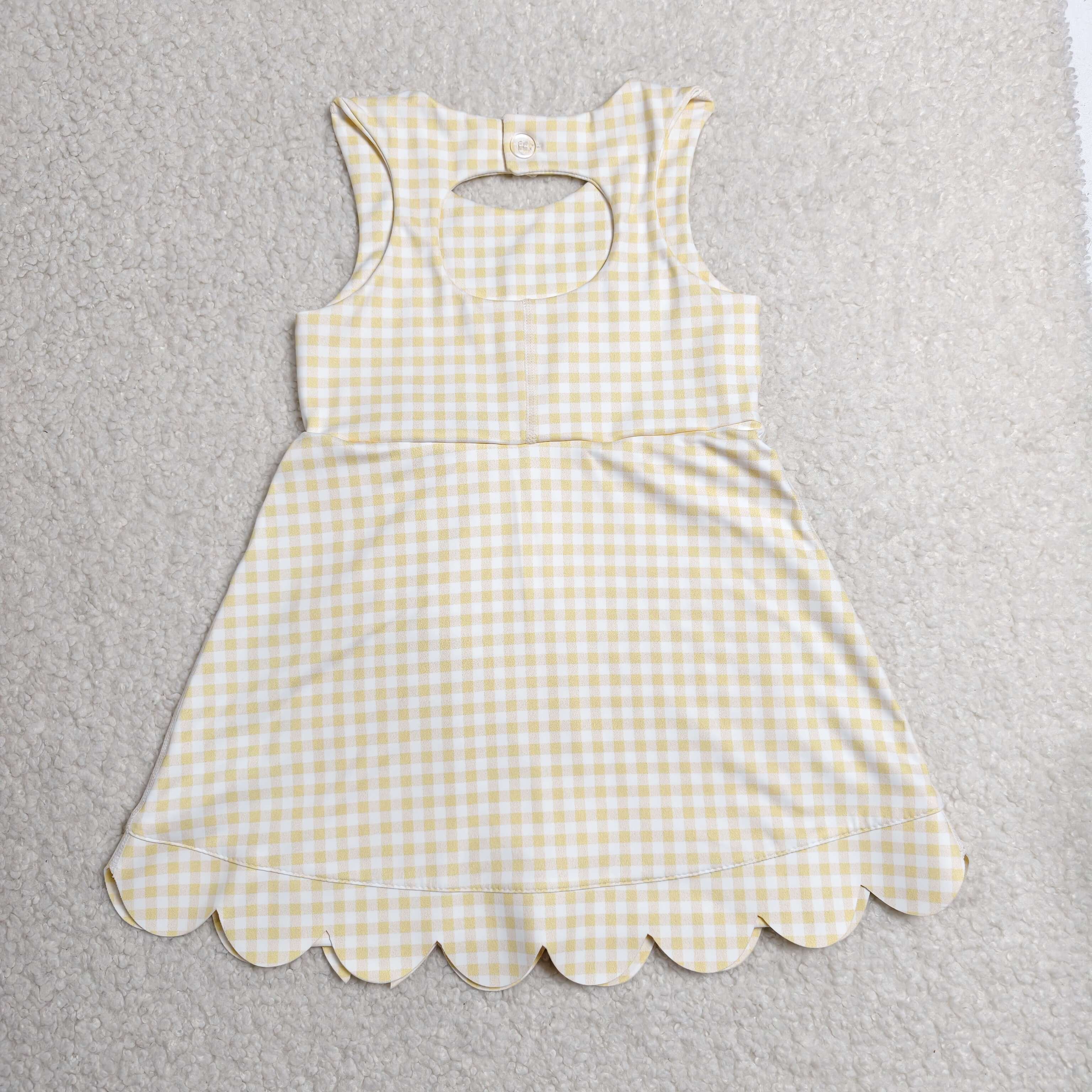 GSD3027 RTS toddler clothes yellow gingham girl yoga summer dress sports clothing