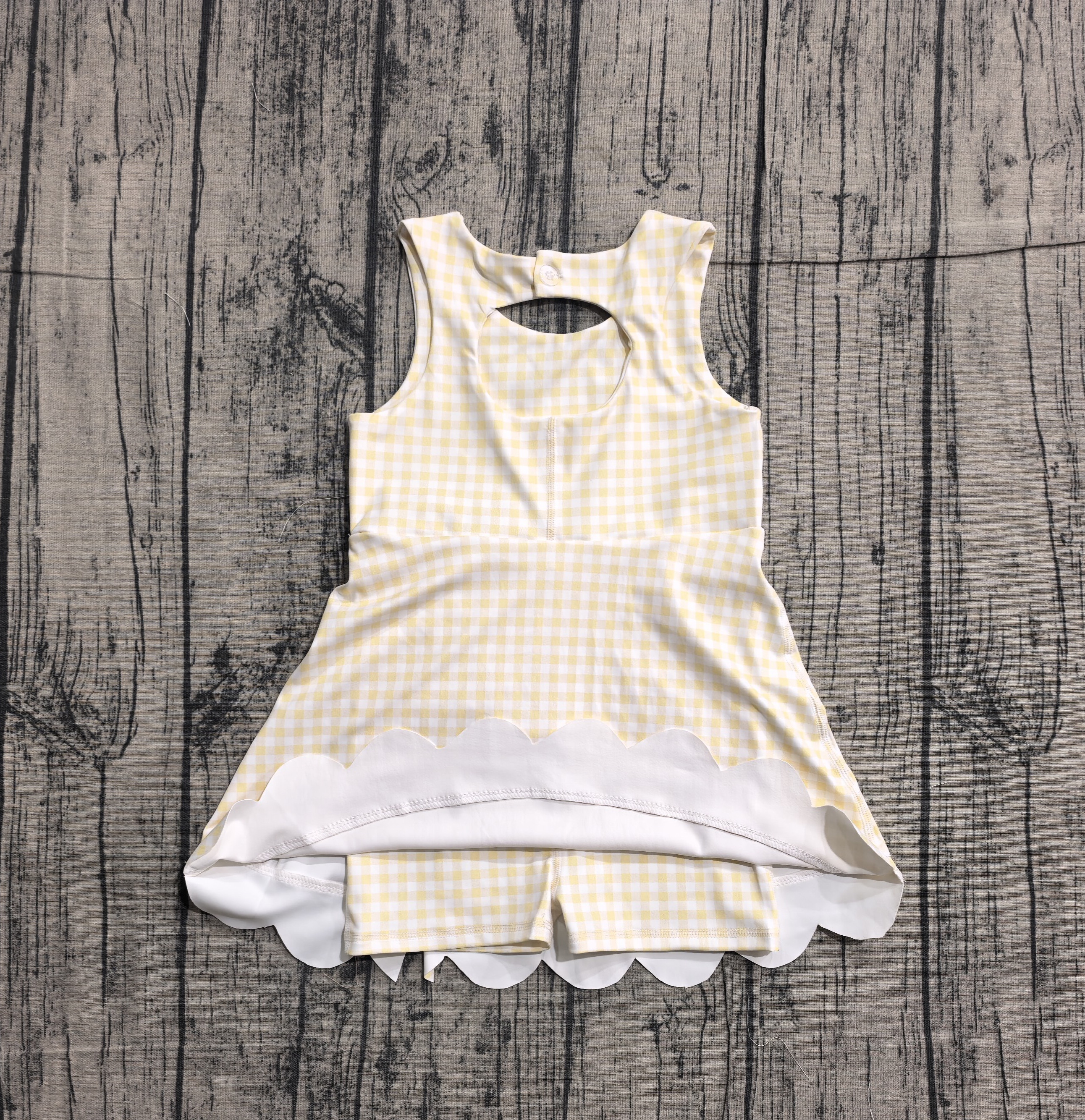 GSD3027 pre-order toddler clothes yellow gingham girl yoga summer dress-real pic 2026.3.27