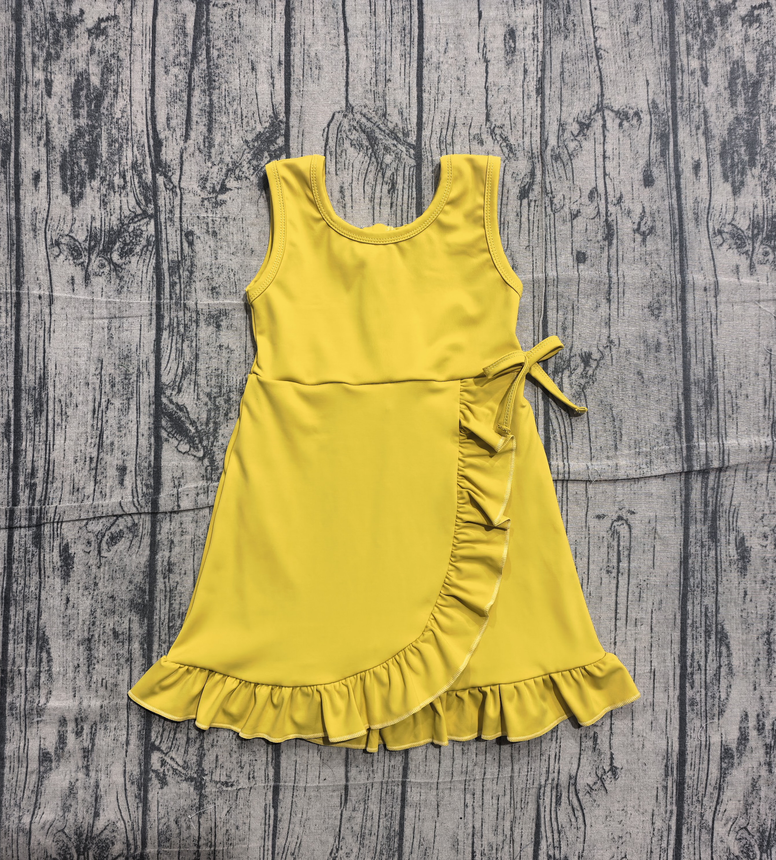 GSD3031 pre-order toddler clothes yellow girl yoga summer dress-real pic 2026.5.5 