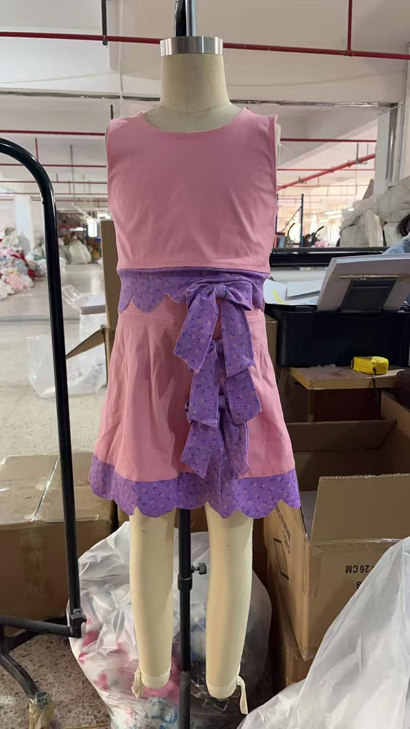 GSD3319 pre-order  toddler girl clothes pink print girl yoga summer skirt set-real pic 2026.1.9