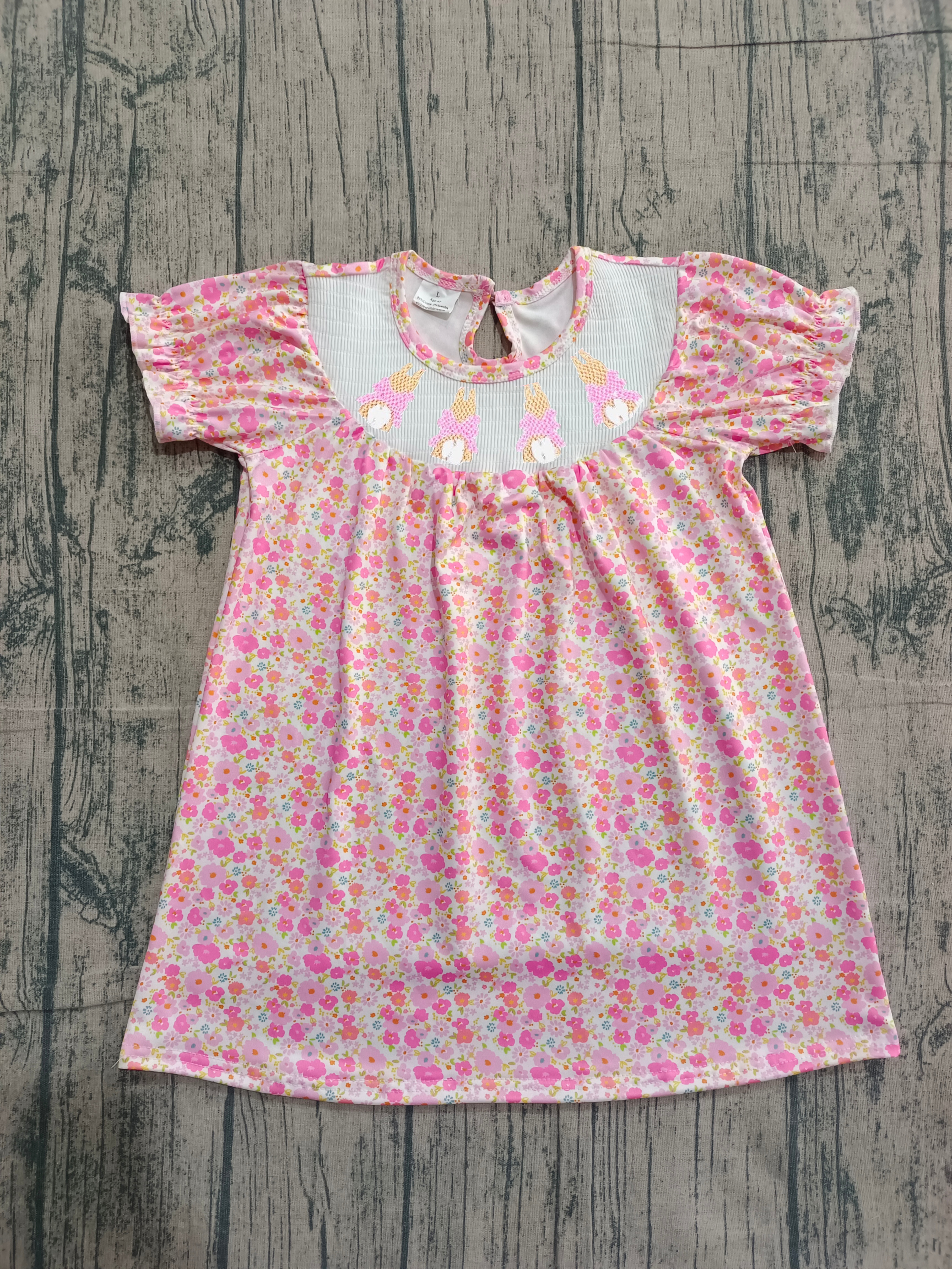 GSD3406 pre-order  toddler girl clothes rabbit print girl easter summer dress-real pic 2026.1.27
