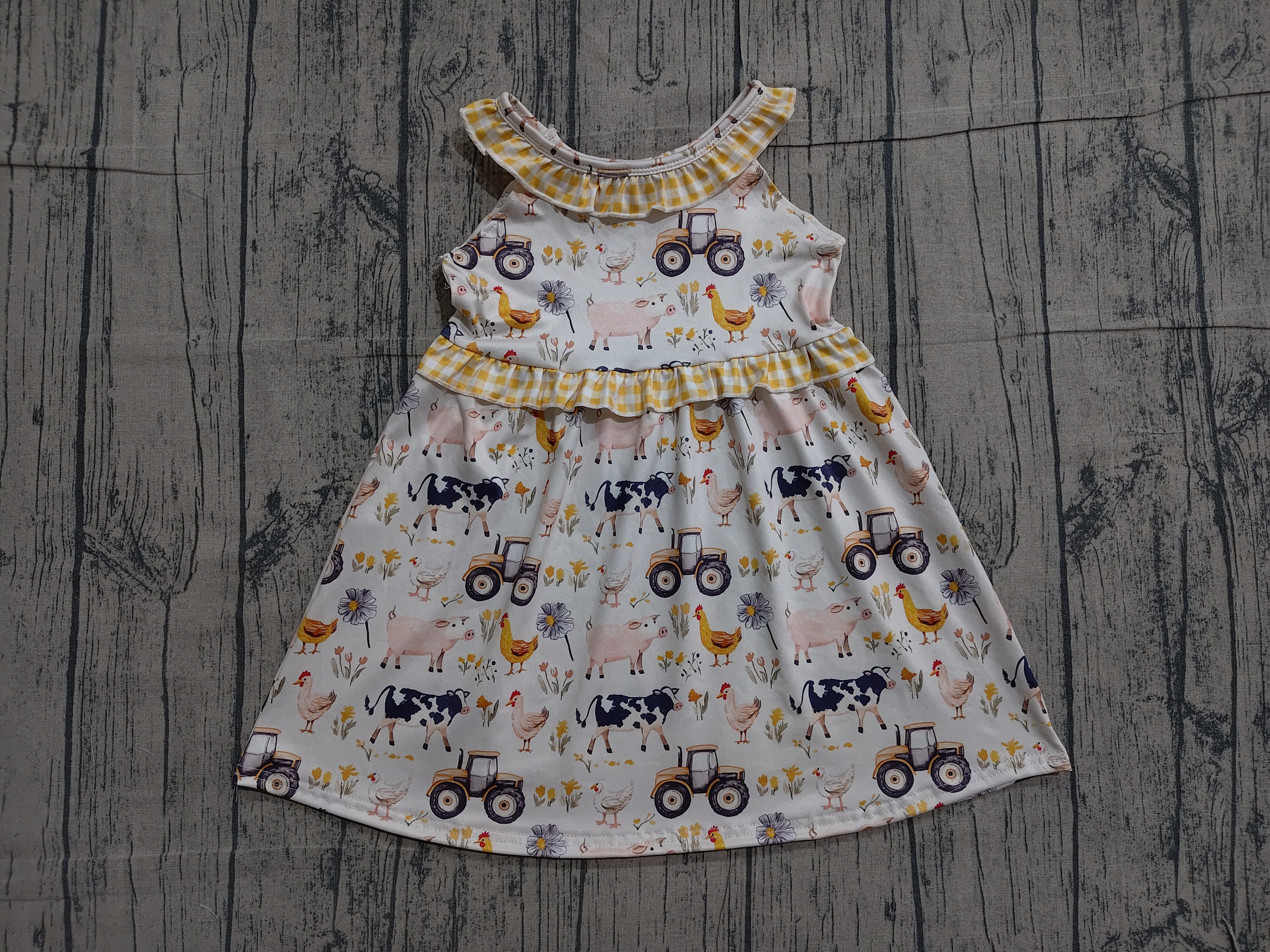 GSD3476 pre-order  toddler girl clothes farm animal print girl summer dress-real pic 2026.3.26 