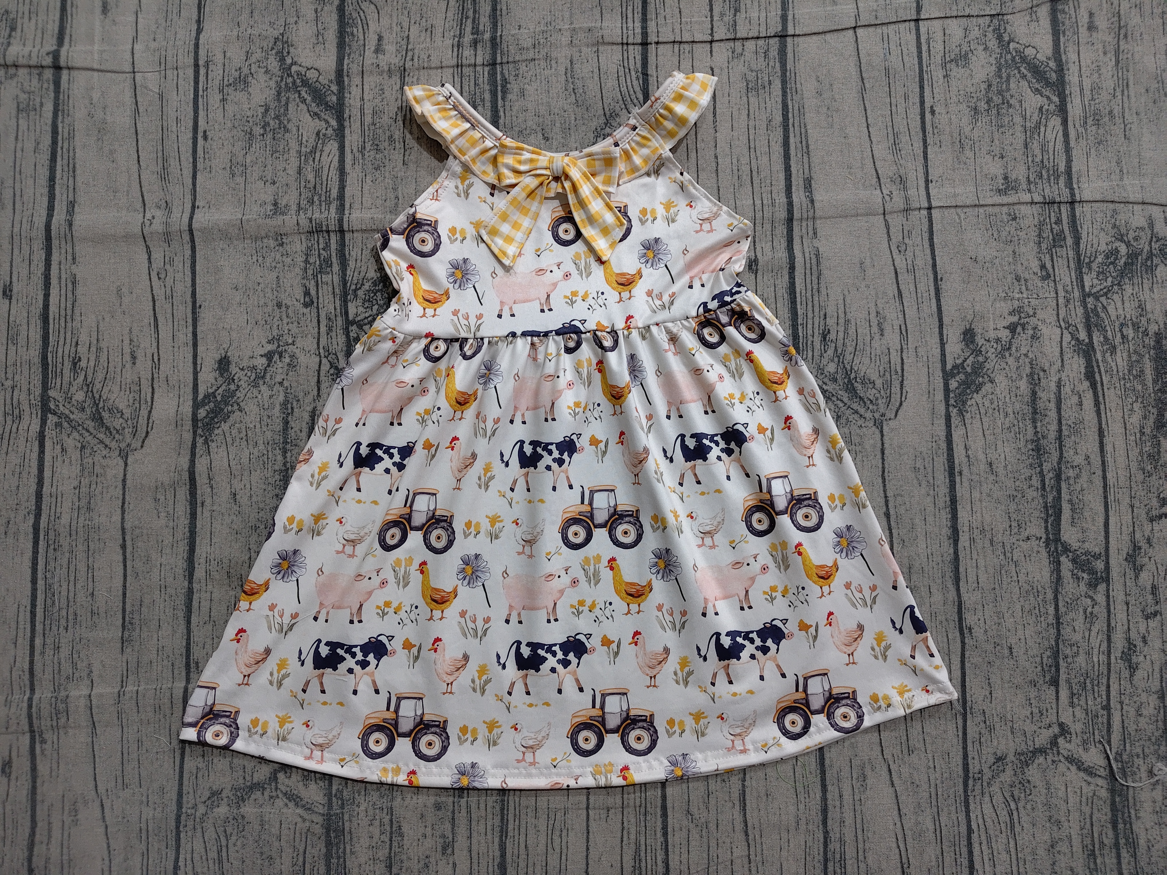 GSD3476 pre-order  toddler girl clothes farm animal print girl summer dress-real pic 2026.3.26 