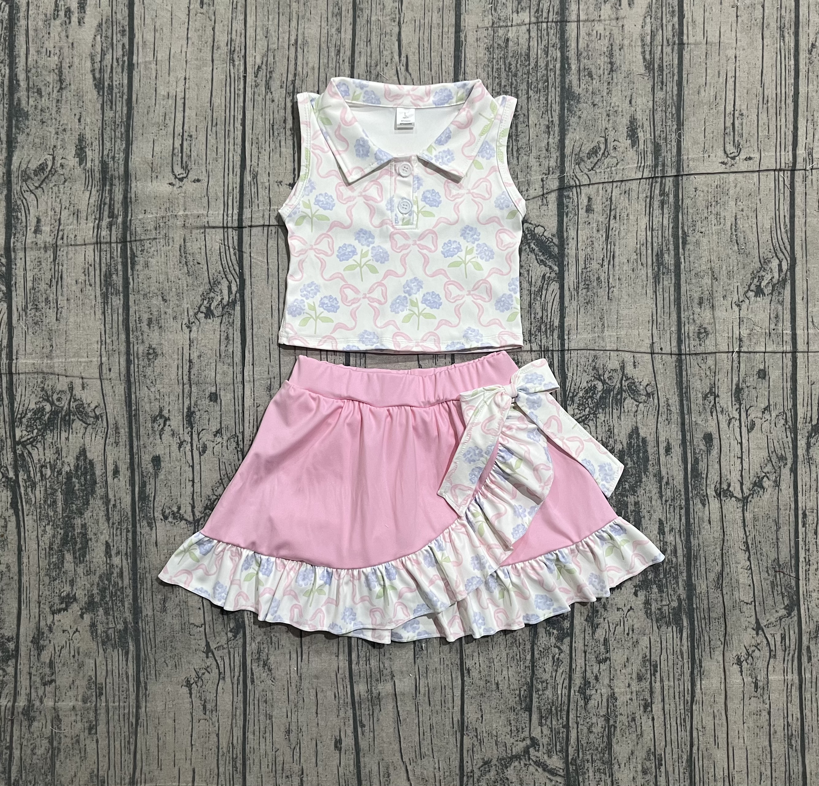 GSD3478 pre-order  toddler girl clothes  bows print girl yoga summer skirt set-real pic 2026.1.7 