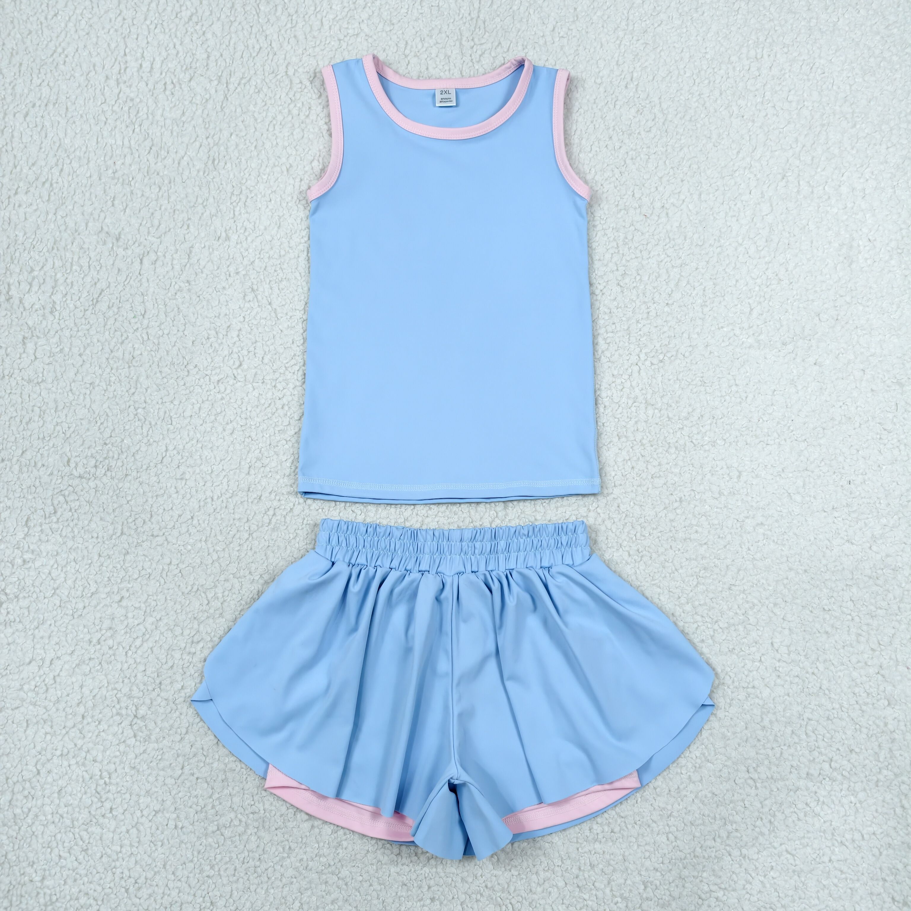 RTS GSSO3527 baby girl clothes blue  toddler girl yoga summer outfit sports clothing set