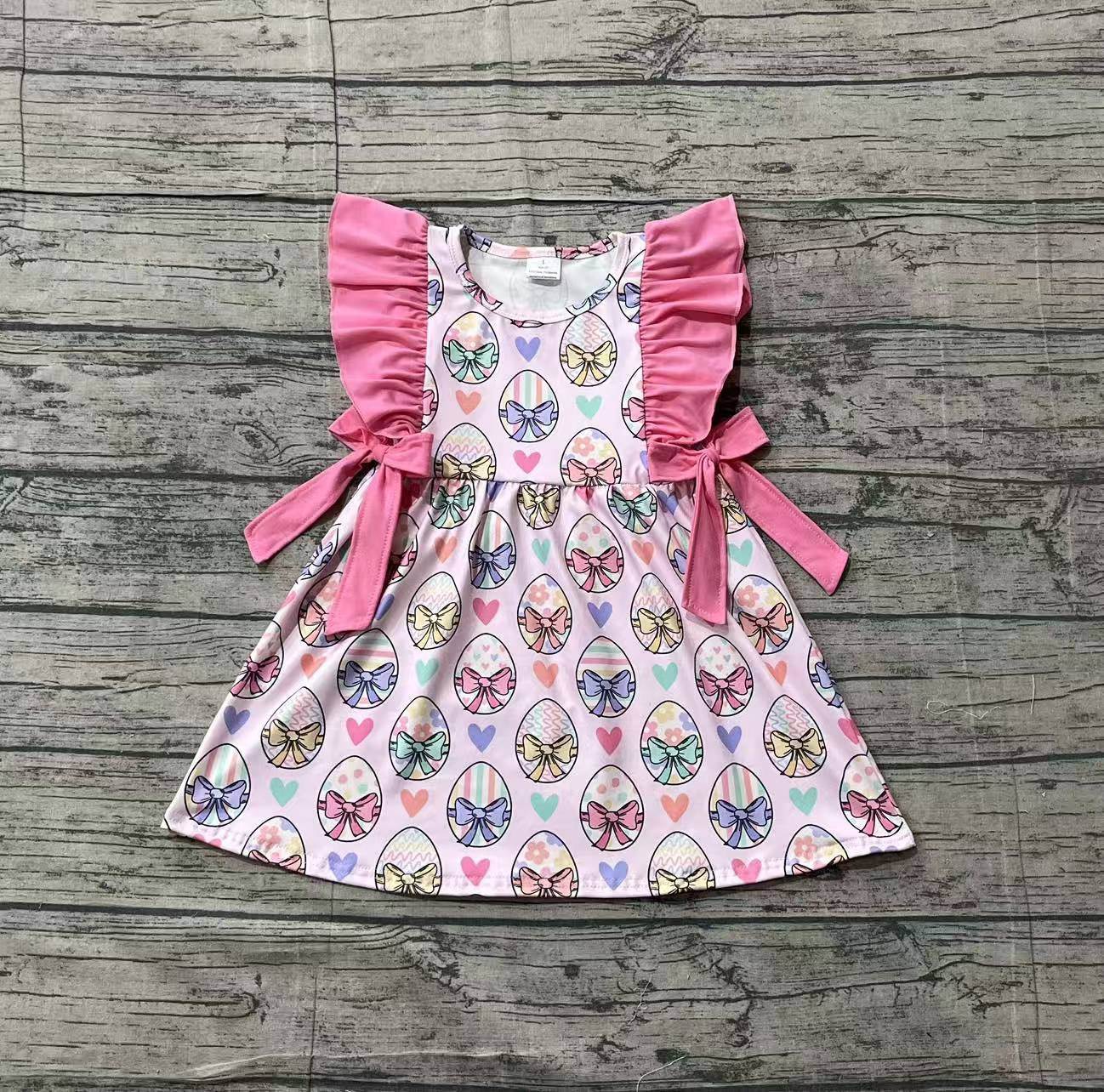 GSD3537 pre-order kids girl clothes egg bows girl easter dress spring clothes dresses -real pic 2026.1.25 