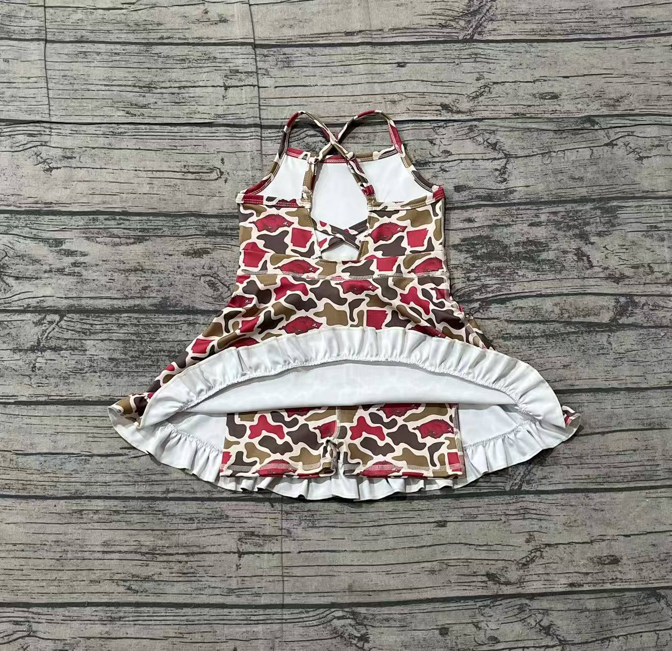 GSD3587 pre-order toddler clothes  state camo print girl yoga summer dress-real pic 2026.1.25 