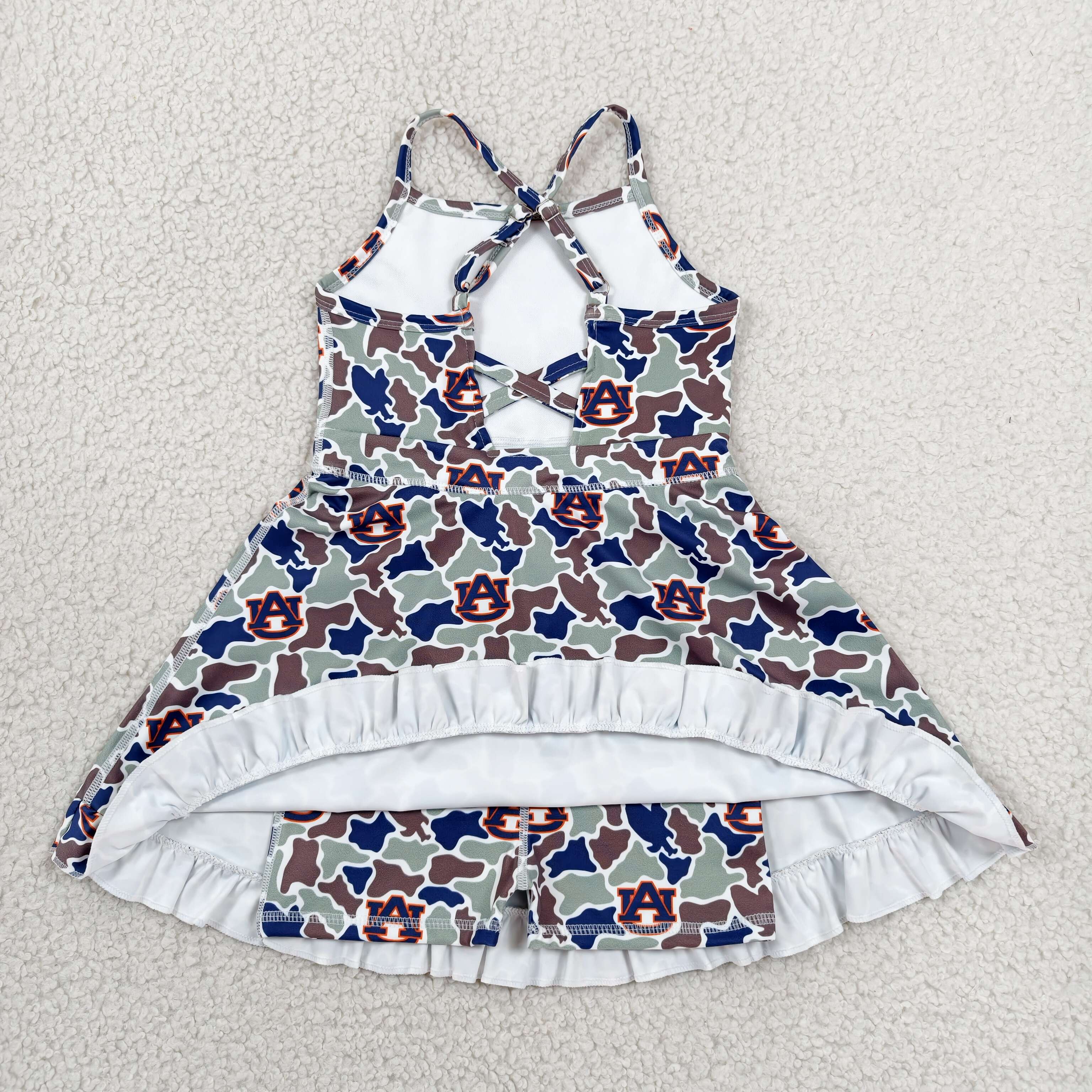 GSD3588 RTS toddler clothes  state camo girl yoga summer dress sports clothes
