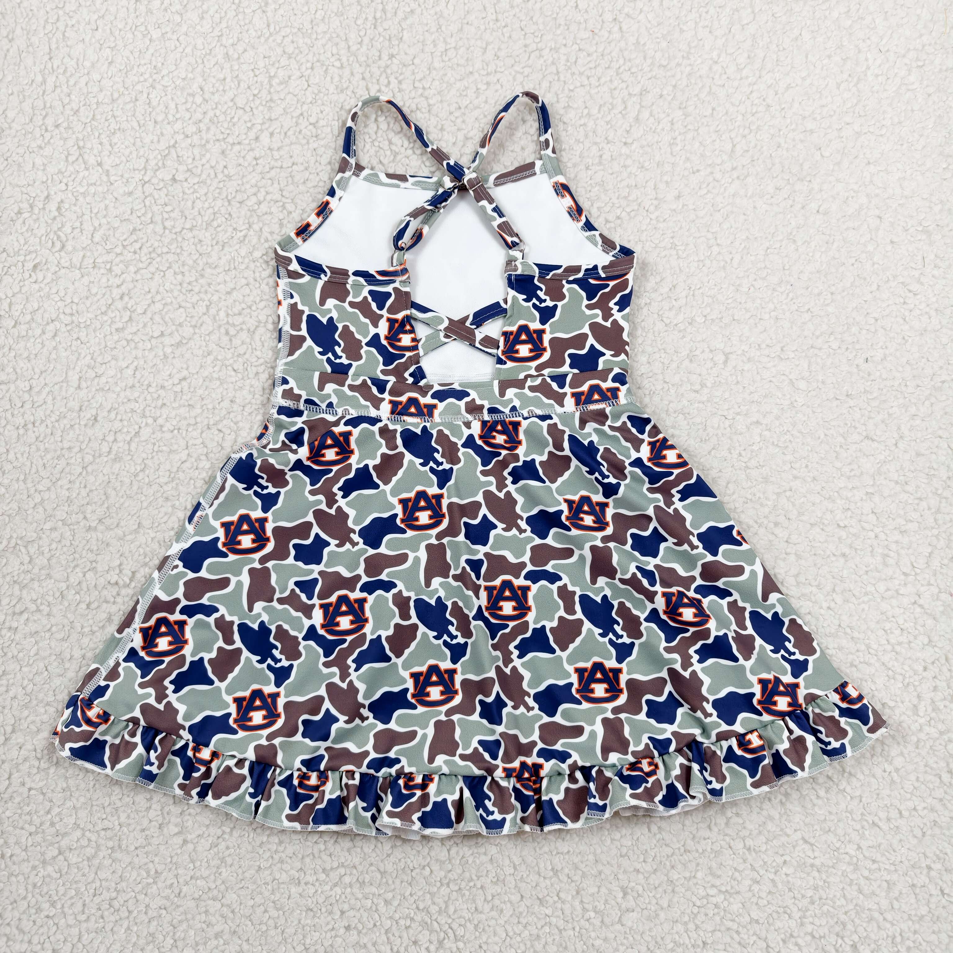 GSD3588 RTS toddler clothes  state camo girl yoga summer dress sports clothes