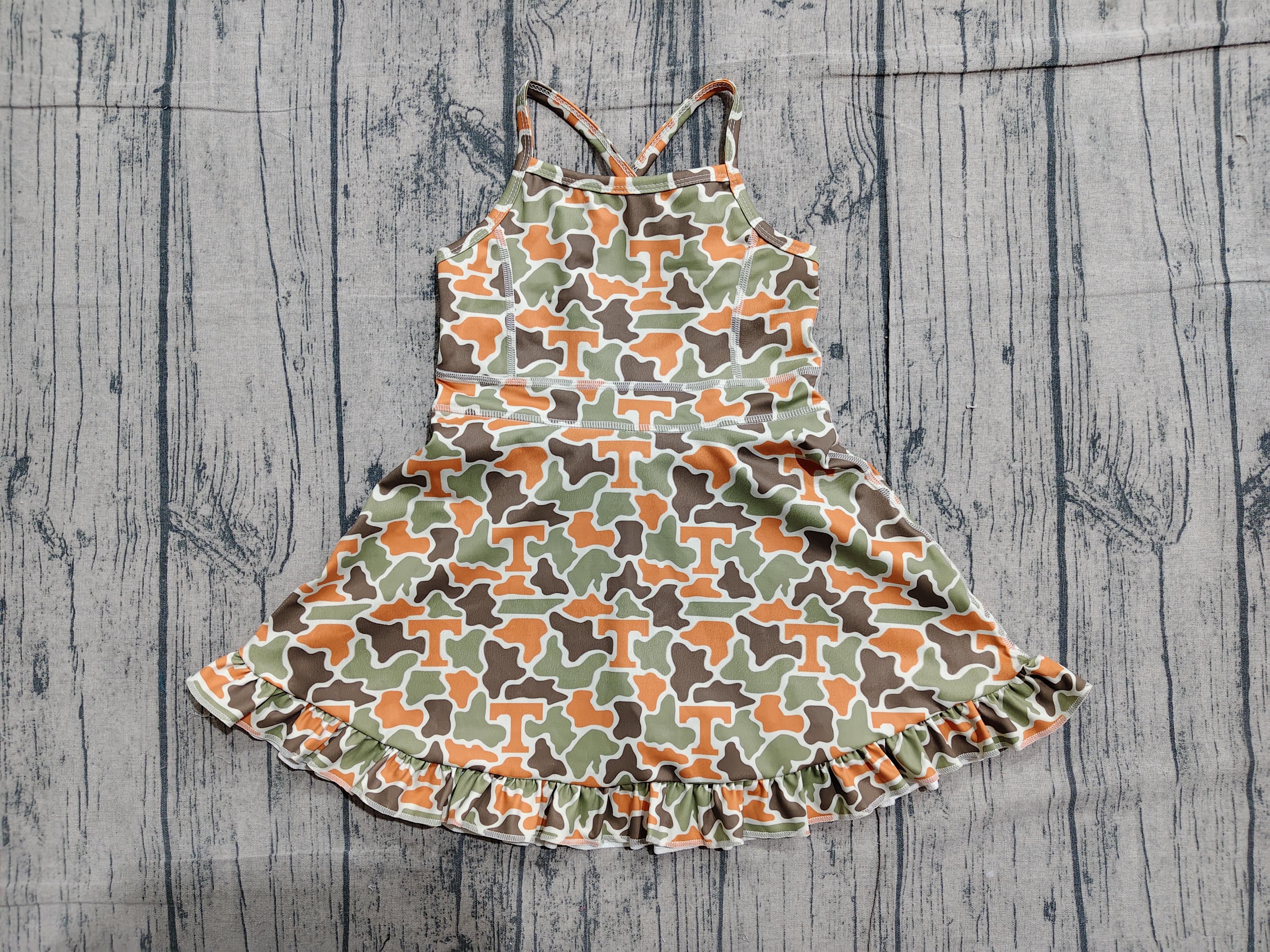 GSD3590 pre-order toddler clothes  state camo print girl yoga summer dress-real pic 2026.4.1 