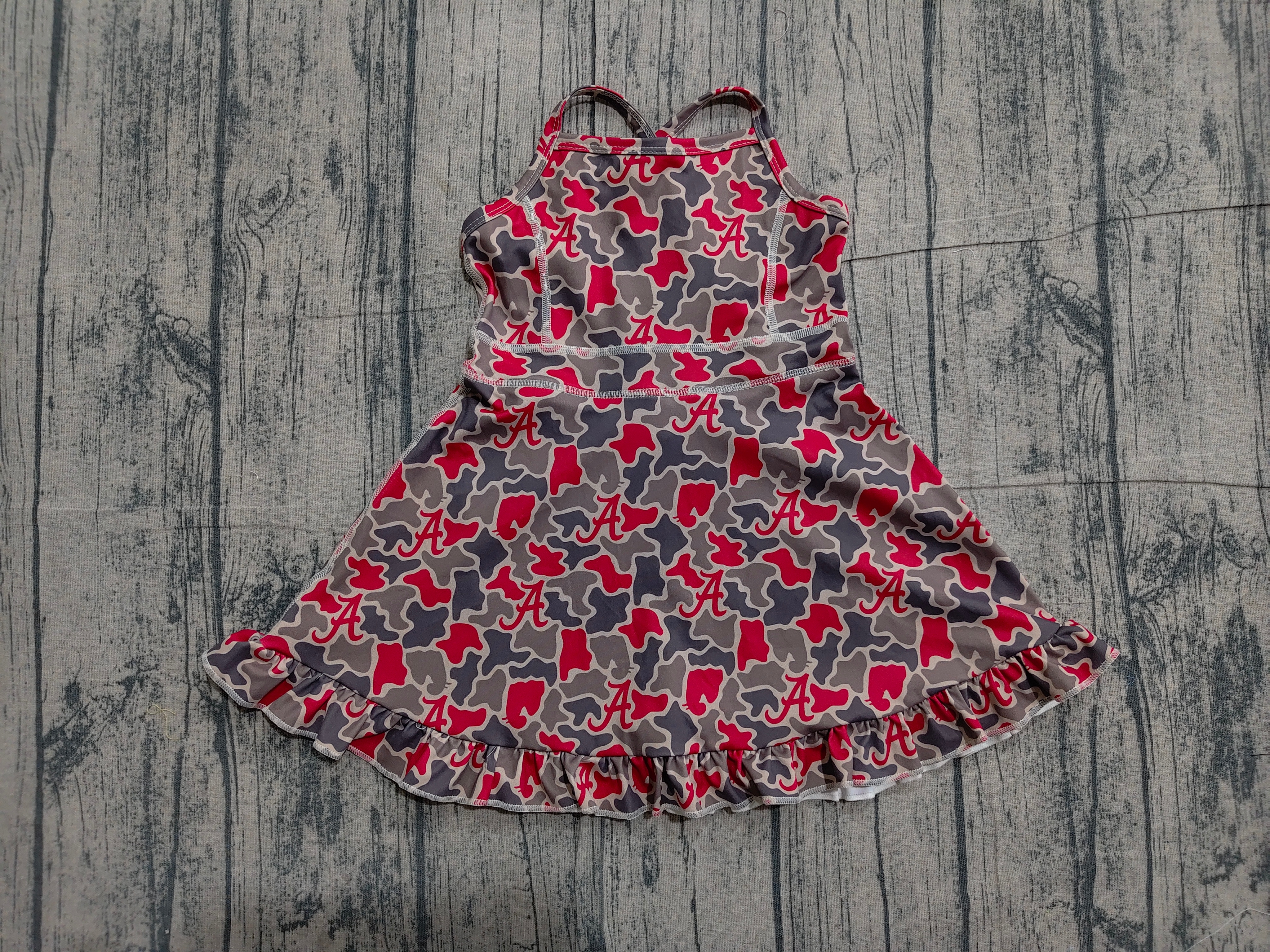 GSD3592  pre-order toddler clothes  state camo print girl yoga summer dress-real pic 2026.3.26 