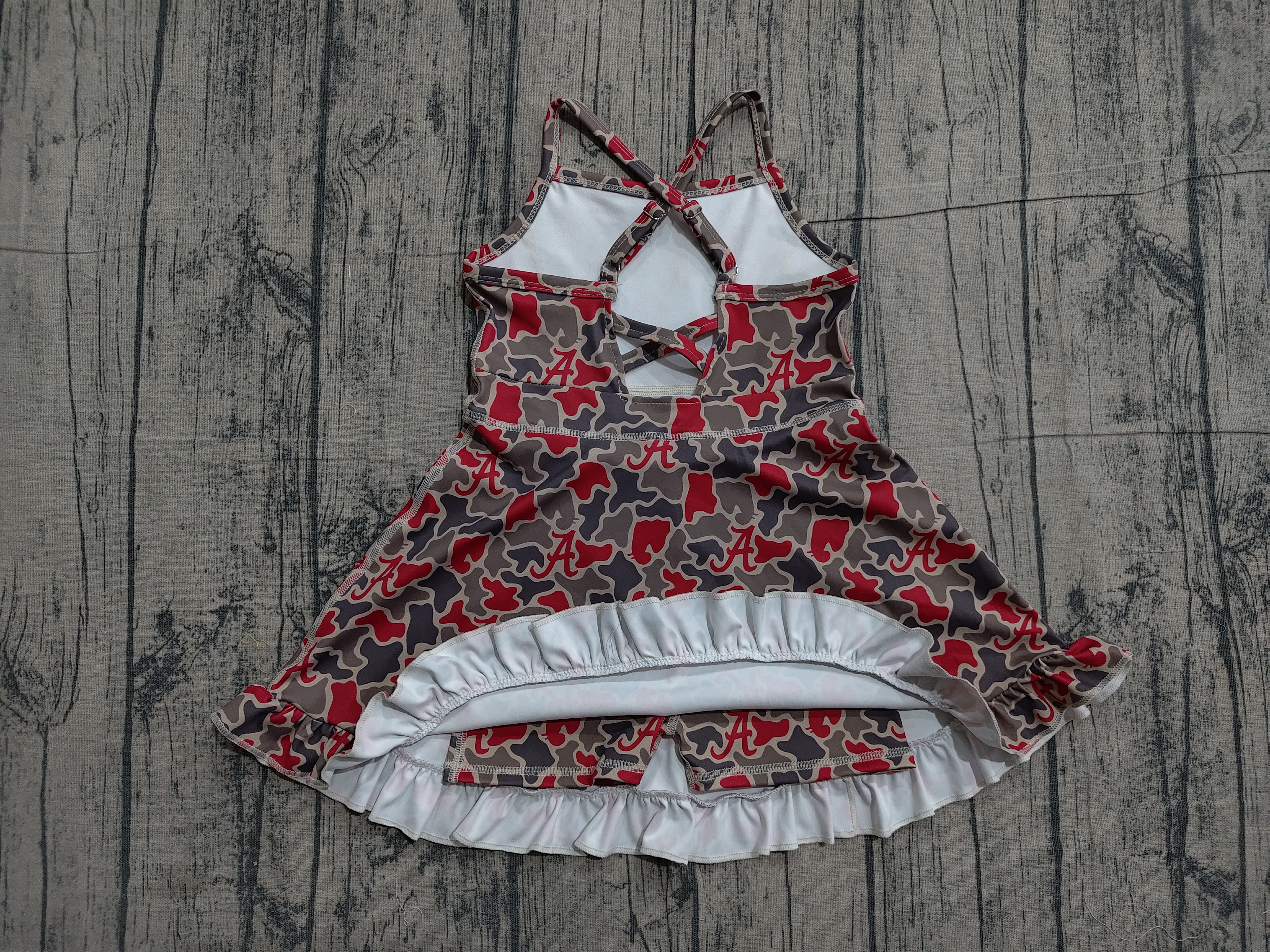 GSD3592  pre-order toddler clothes  state camo print girl yoga summer dress-real pic 2026.3.26 