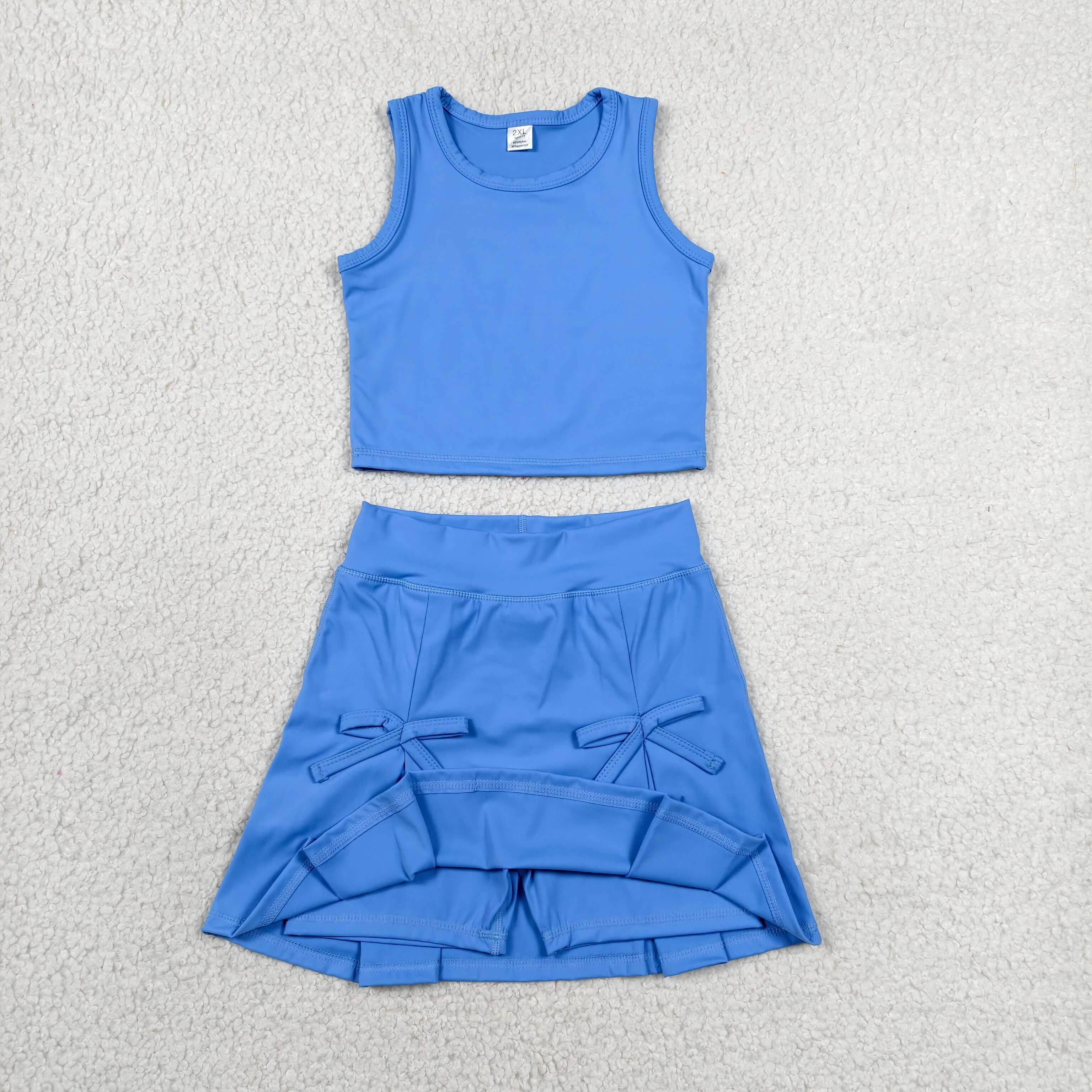 GSD3761 RTS toddler clothes blue color girl yoga summer dress sports clothes