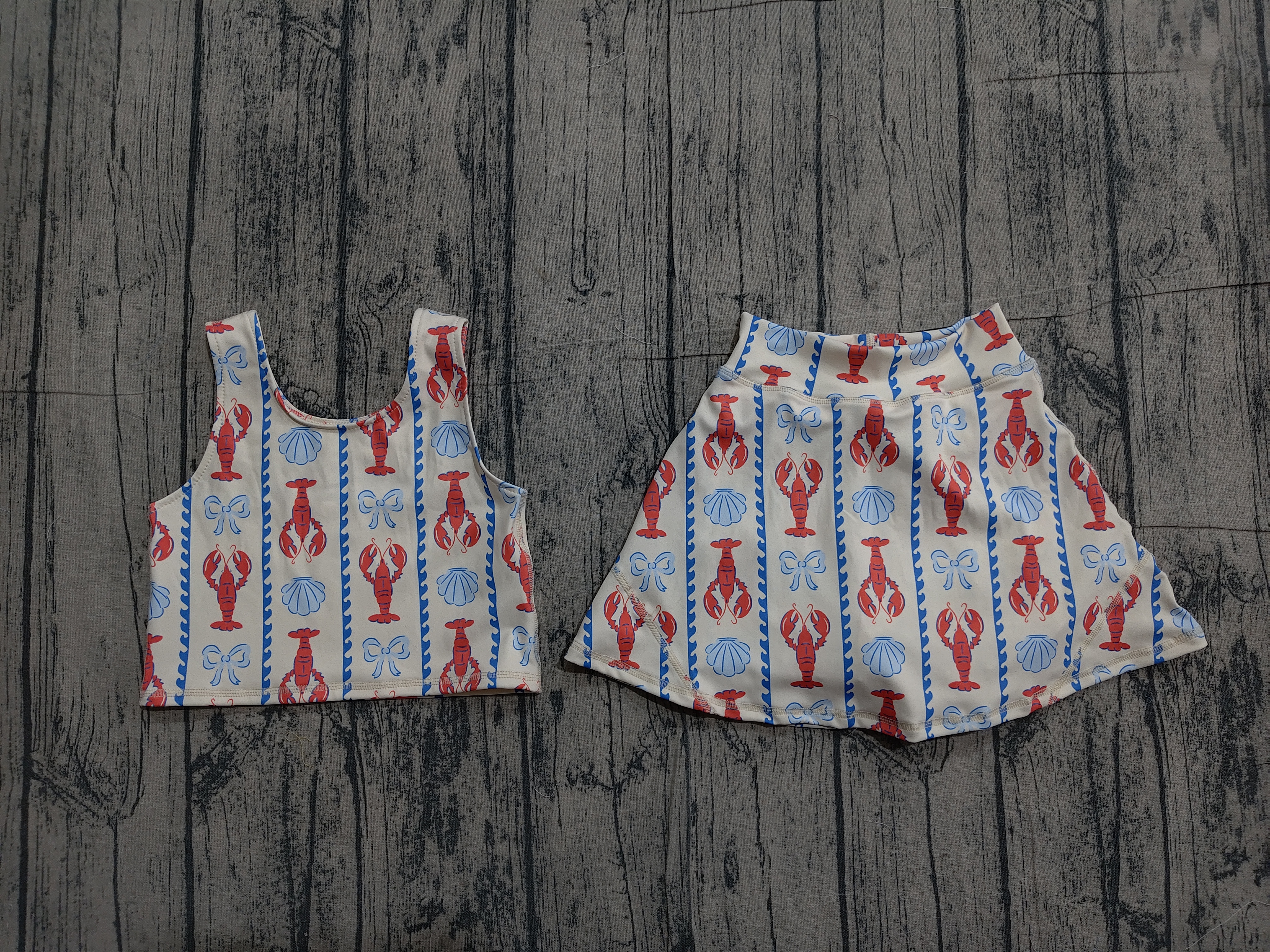 GSD3626 pre-order baby girl clothes crayfish print toddler girl yoga skirt outfit-real pic 2026.3.26 