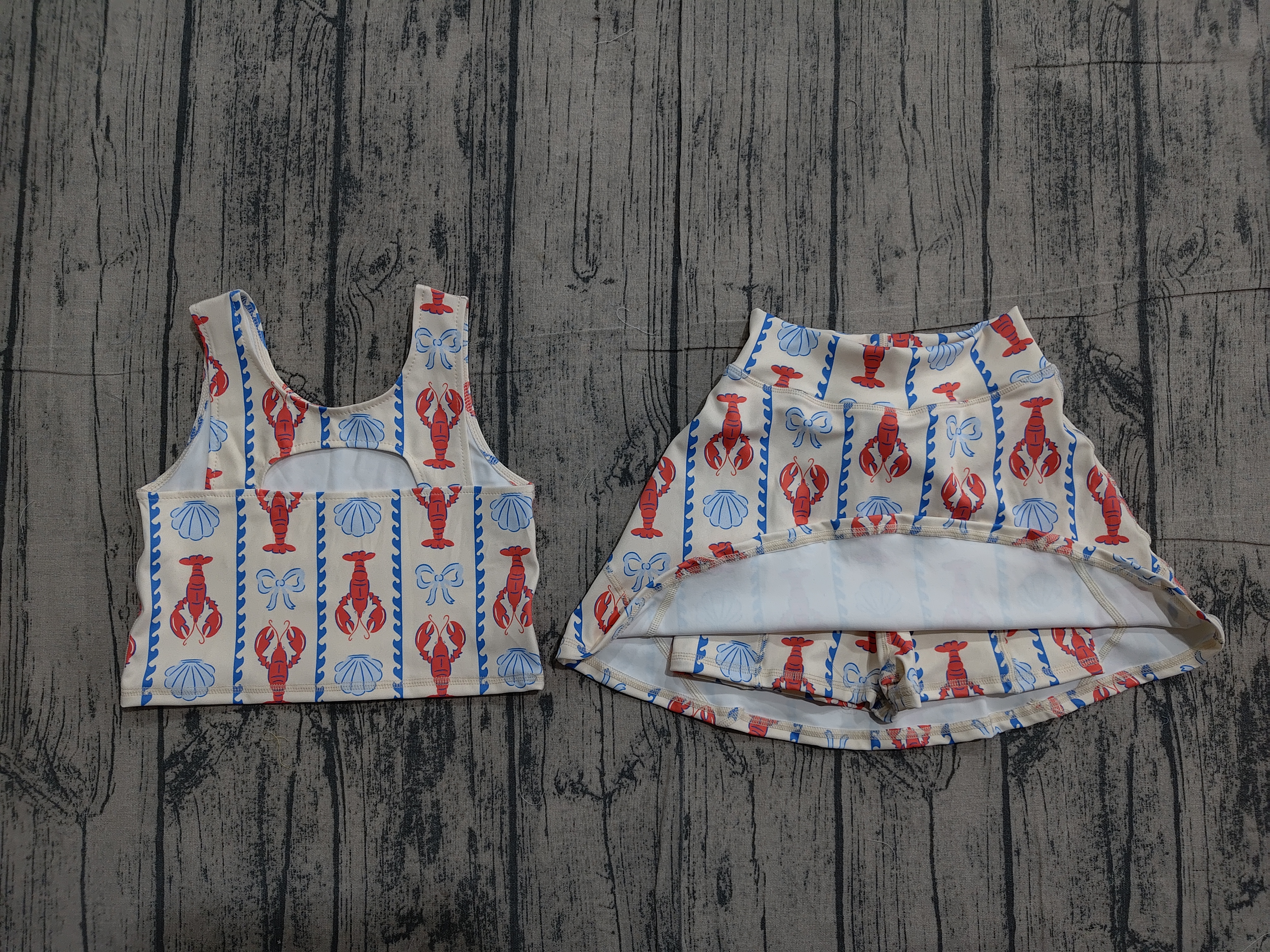 GSD3626 pre-order baby girl clothes crayfish print toddler girl yoga skirt outfit-real pic 2026.3.26 