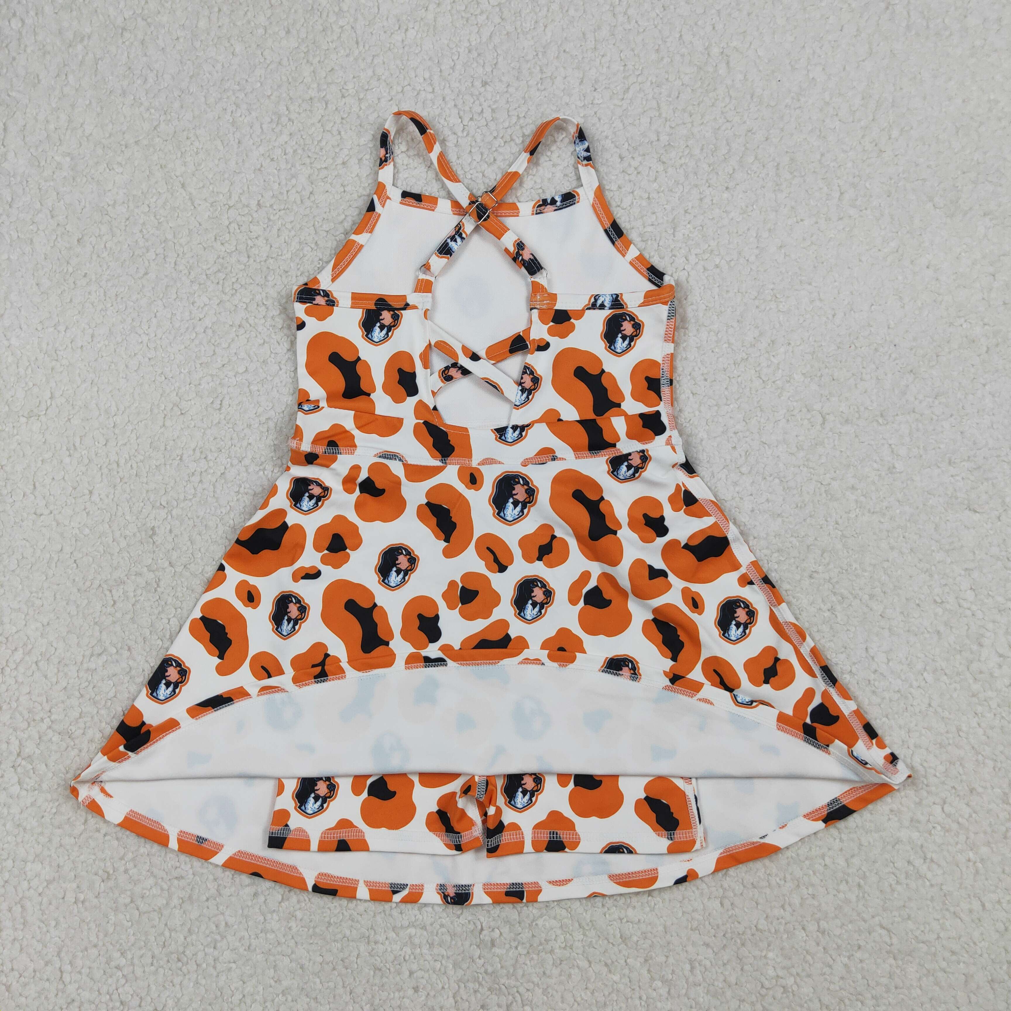 GSD3634 RTS toddler clothes state orange girl yoga summer dresses sports dress