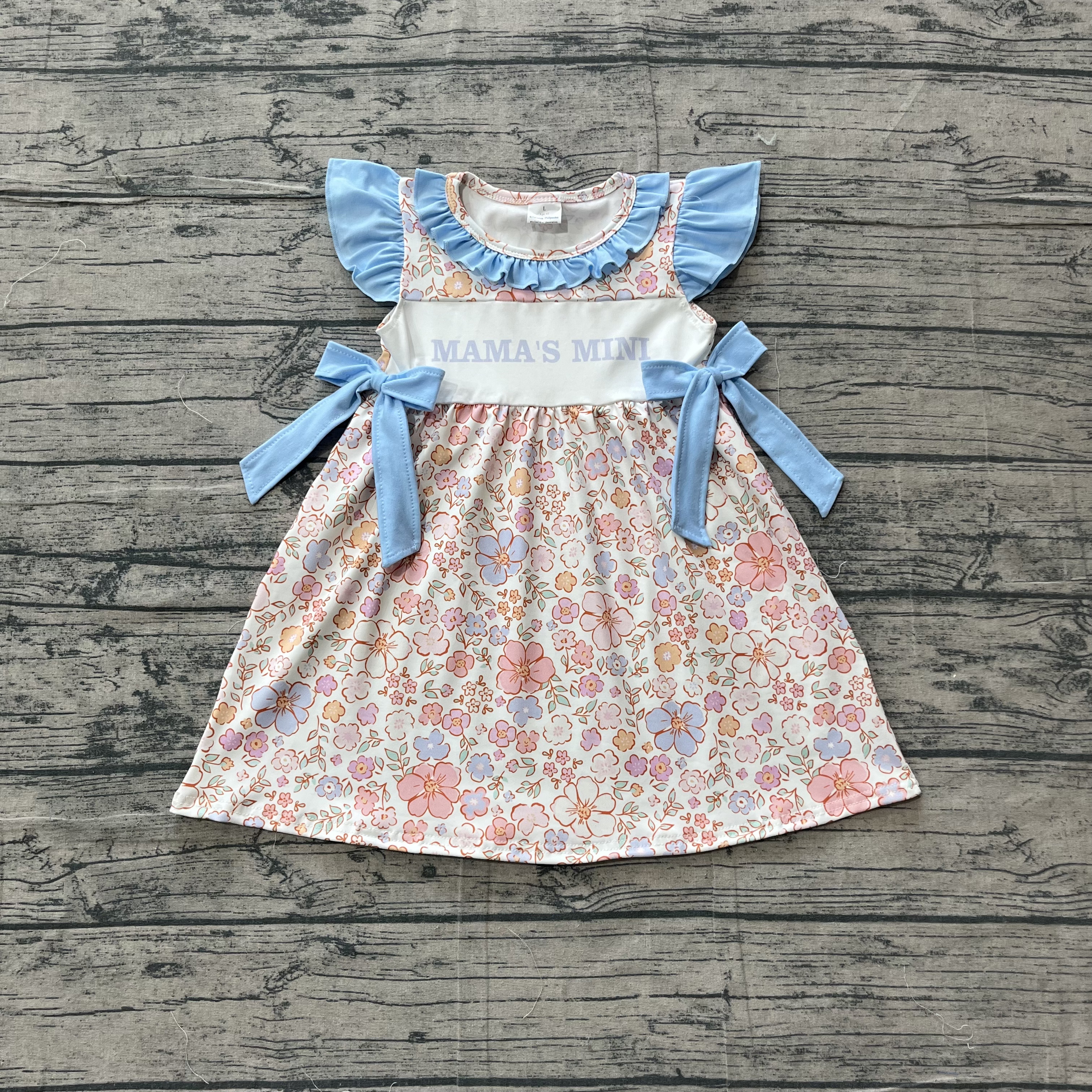 GSD3648 pre-order kids girl clothes mama’s mini print girl summer dress -real pic 2026.3.14 