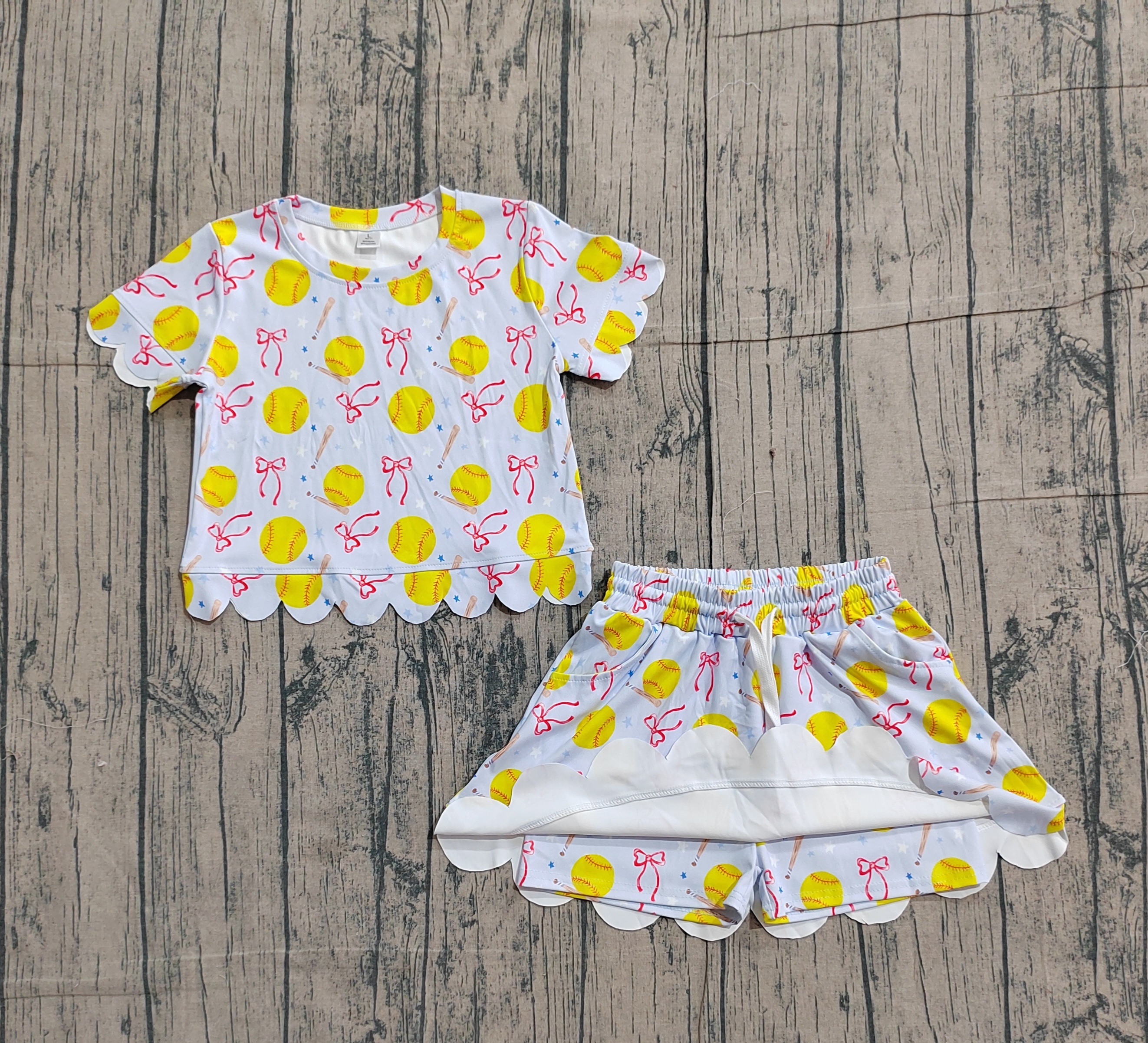 GSD3655 pre-order toddler clothes baseball print girl yoga summer set-real pic 2026.3.20 