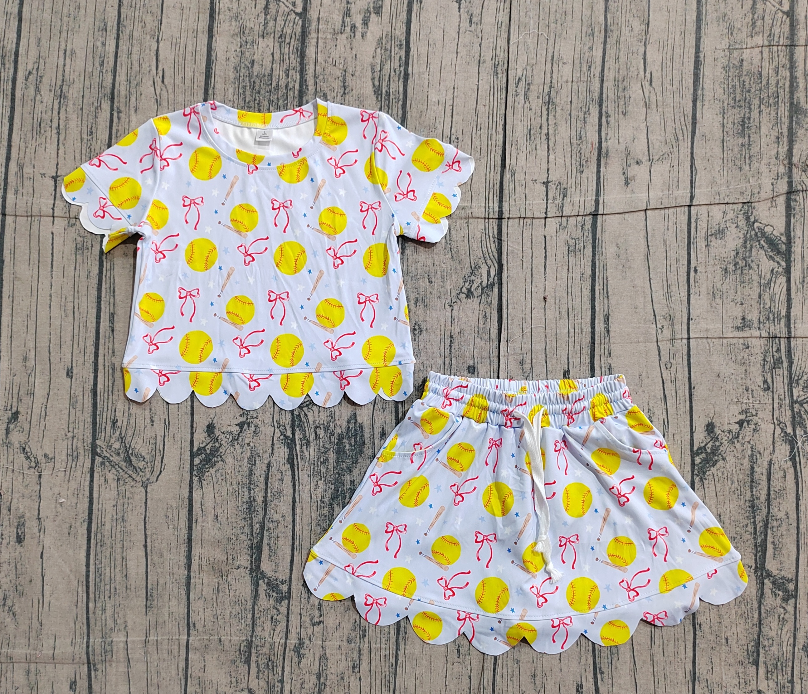 GSD3655 pre-order toddler clothes baseball print girl yoga summer set-real pic 2026.3.20 