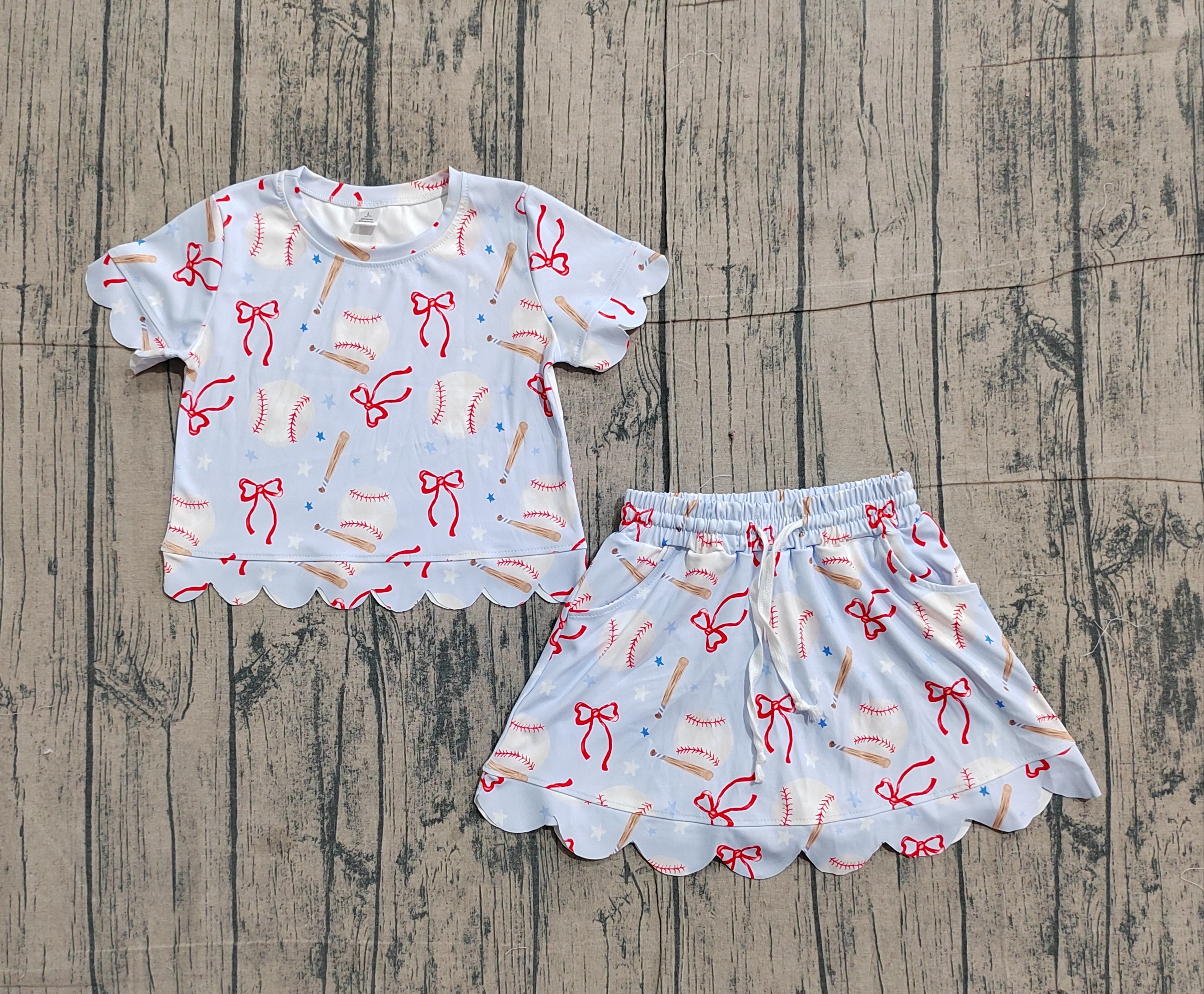 GSD3656 pre-order toddler clothes baseball print girl yoga summer set-real pic 2026.3.20 