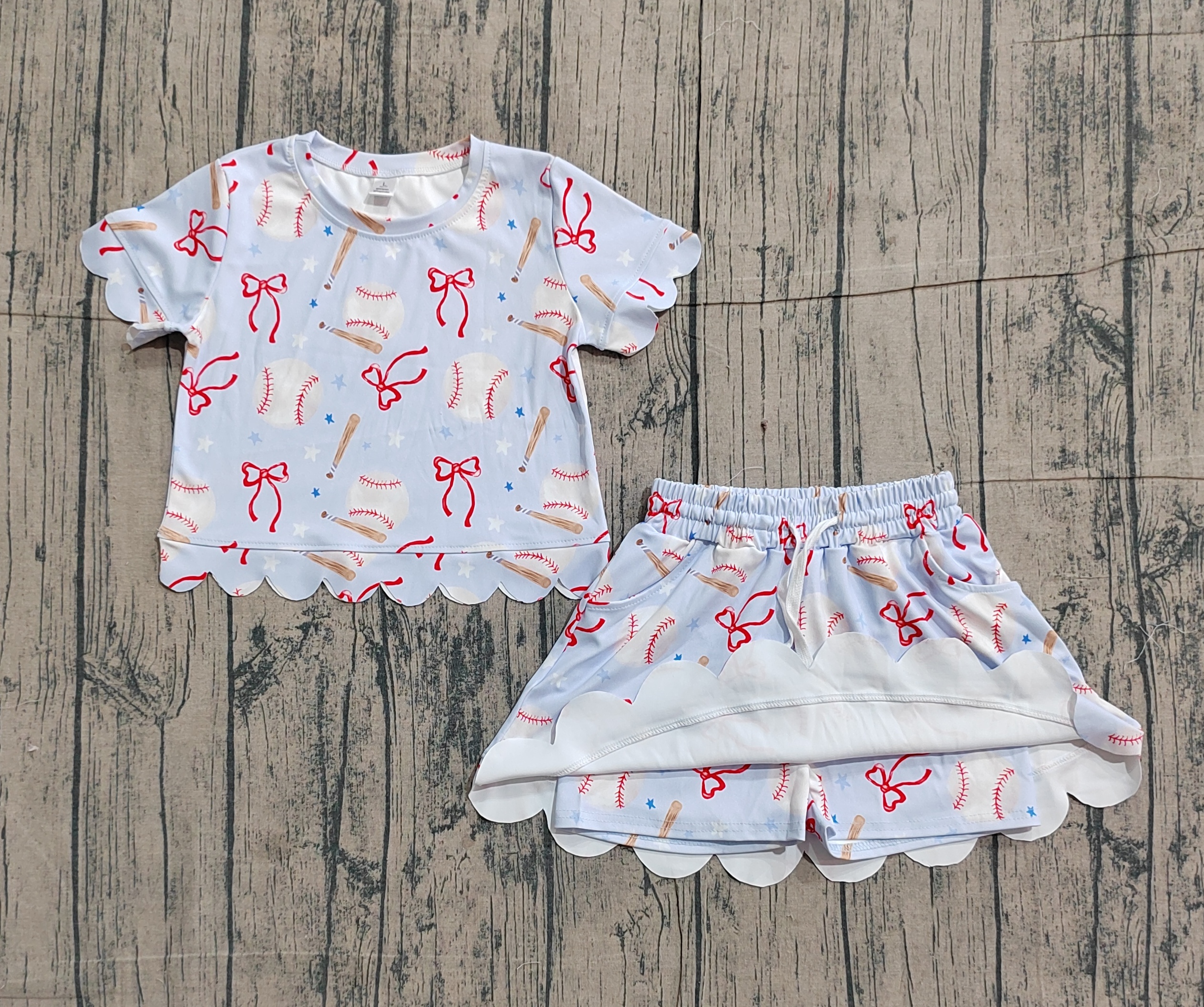 GSD3656 pre-order toddler clothes baseball print girl yoga summer set-real pic 2026.3.20 