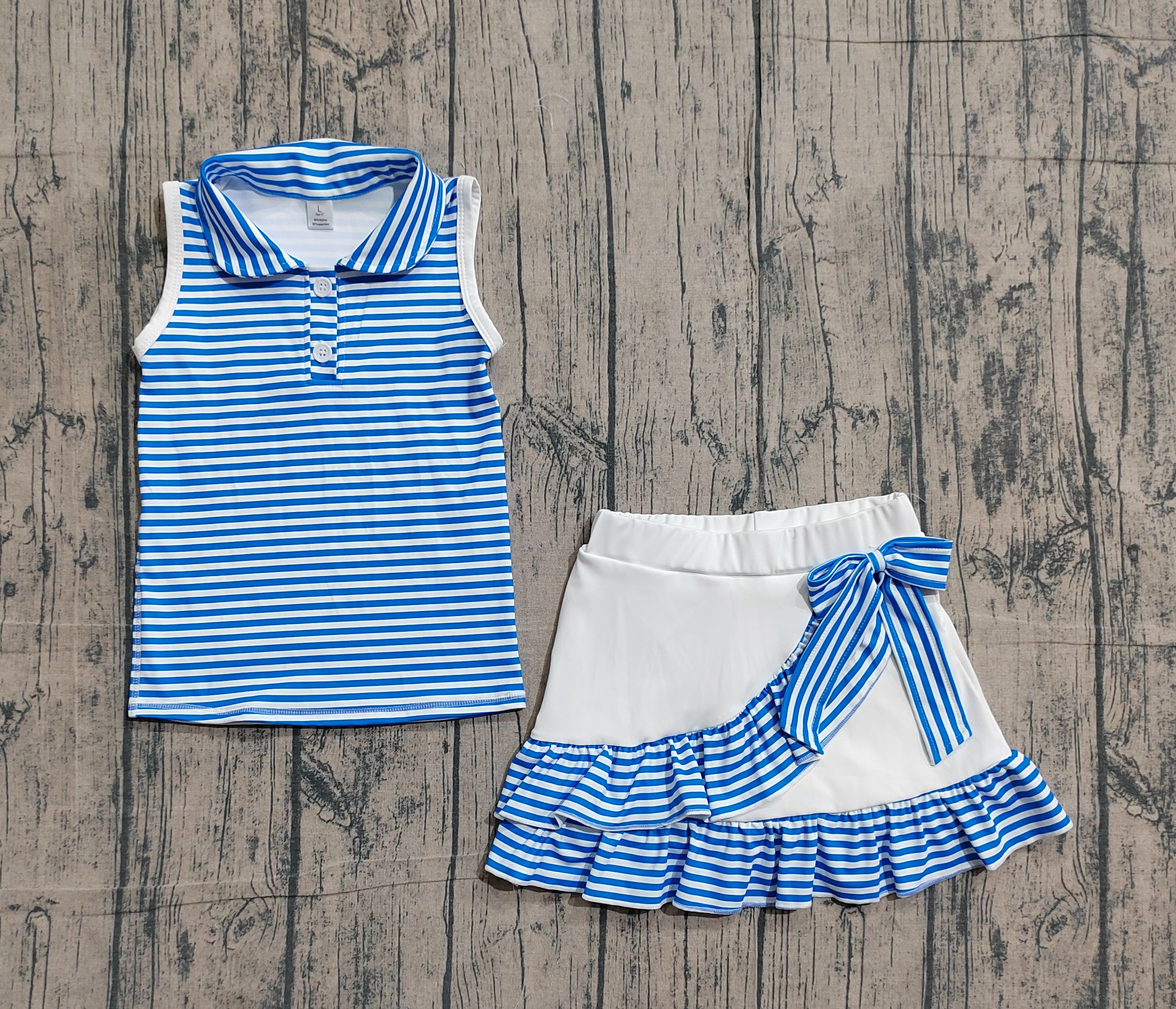 GSD3661 pre-order toddler clothes blue print girl yoga summer set-real pic 2026.3.20 